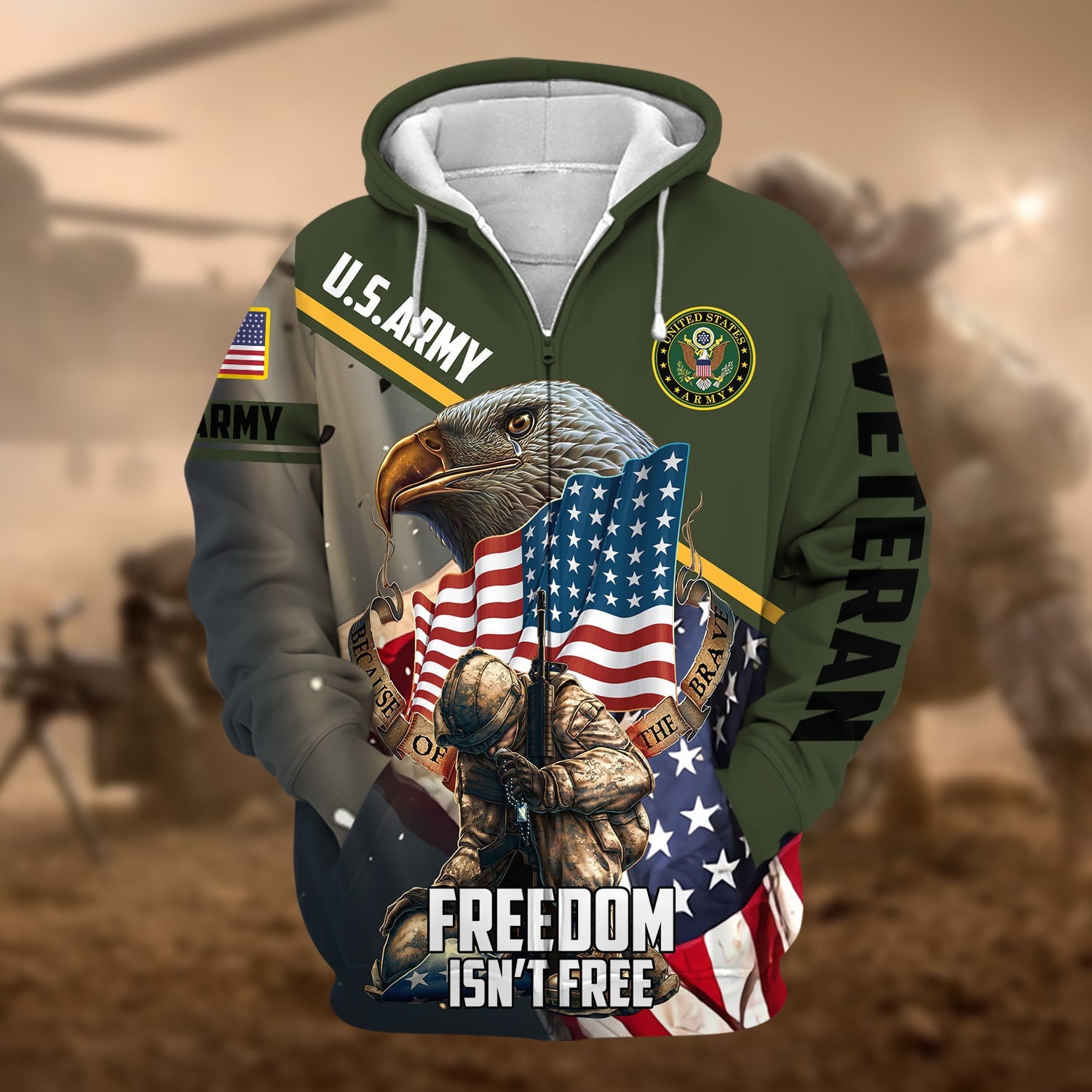 Premium Freedom Is Not Free US Veteran Zip Hoodie NPVC260904
