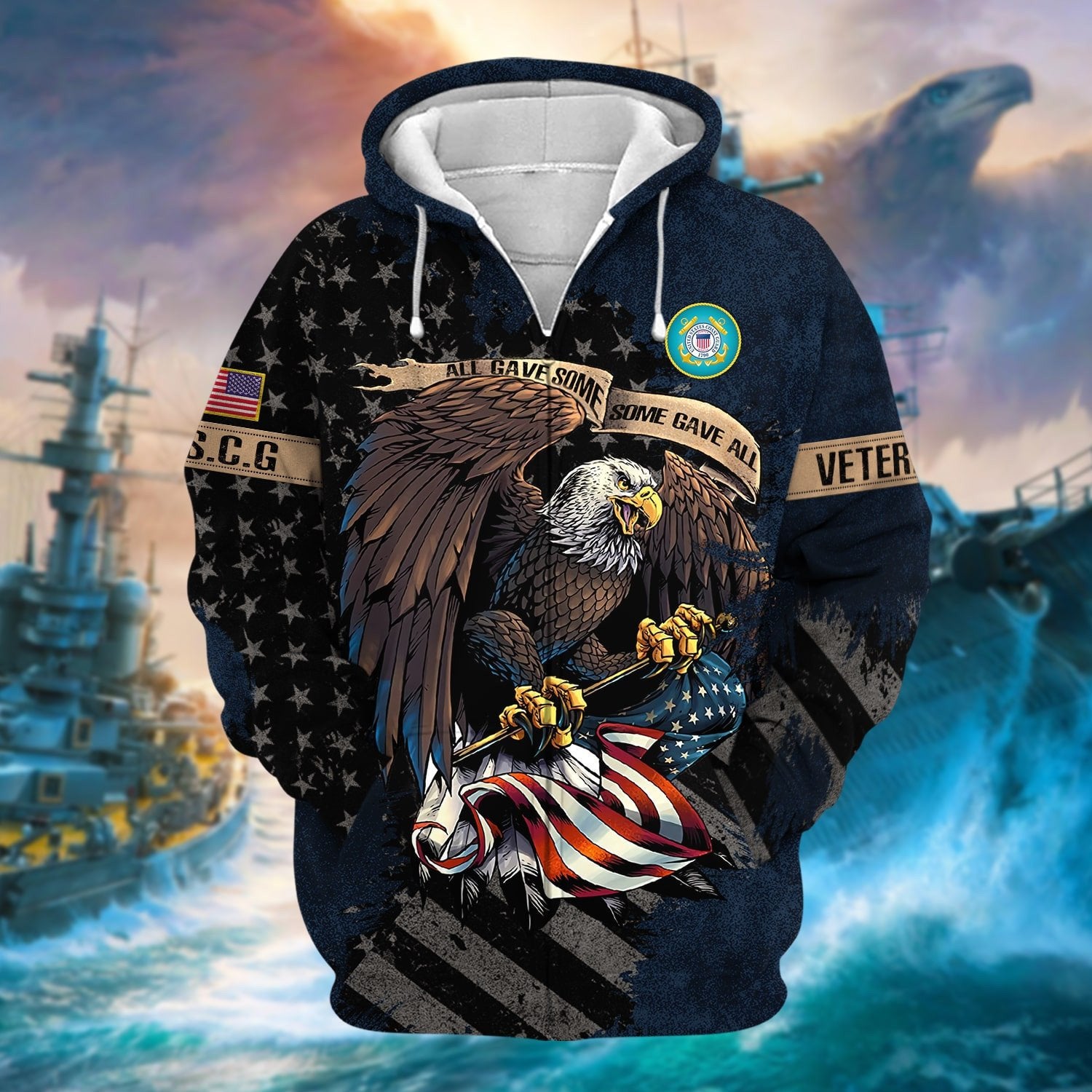 Premium Eagle US Veteran Zip Hoodie NPVC181001