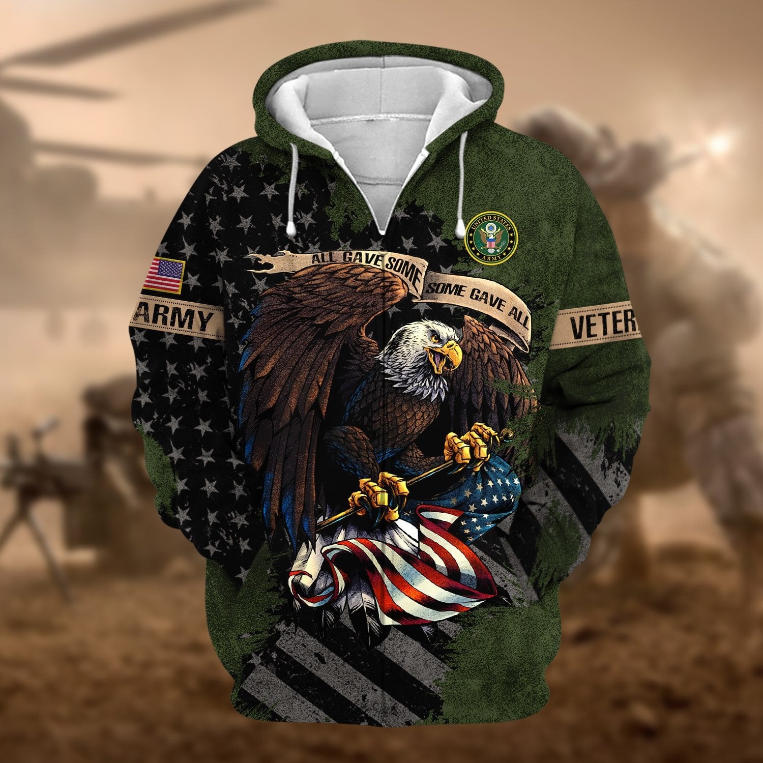 Premium Eagle US Veteran Zip Hoodie NPVC181001