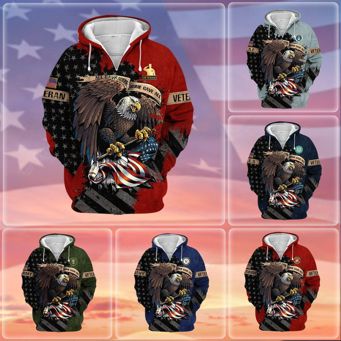 Premium Eagle US Veteran Zip Hoodie NPVC181001