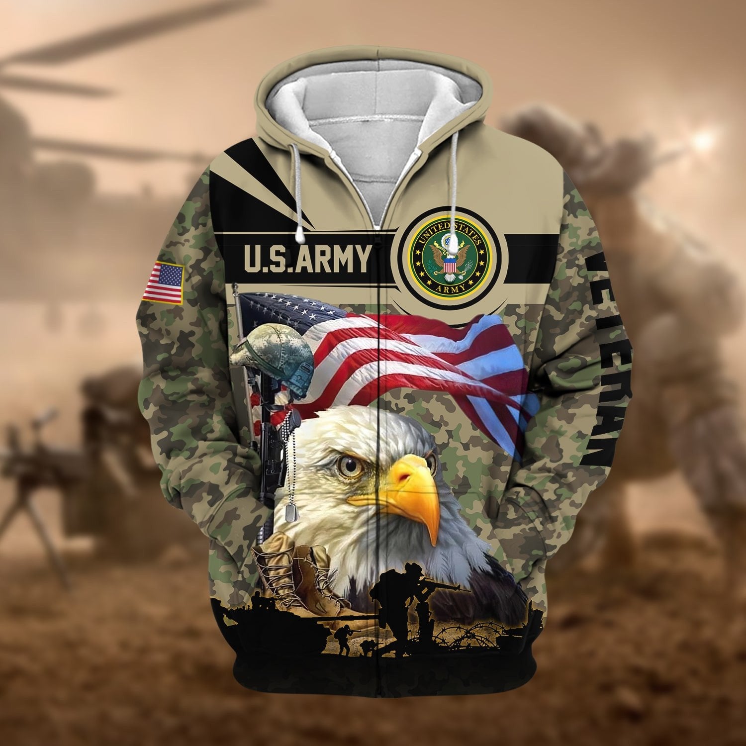 Premium Honoring All Who Served US Veteran Zip Hoodie NPVC171005