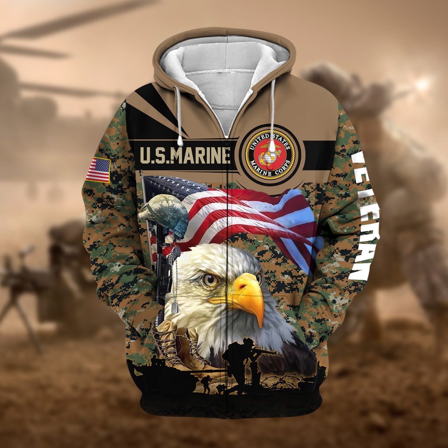 Premium Honoring All Who Served US Veteran Zip Hoodie NPVC171005