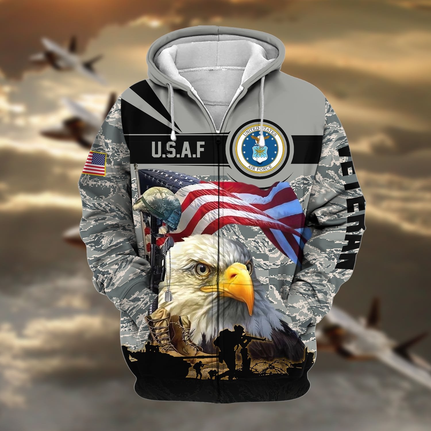 Premium Honoring All Who Served US Veteran Zip Hoodie NPVC171005