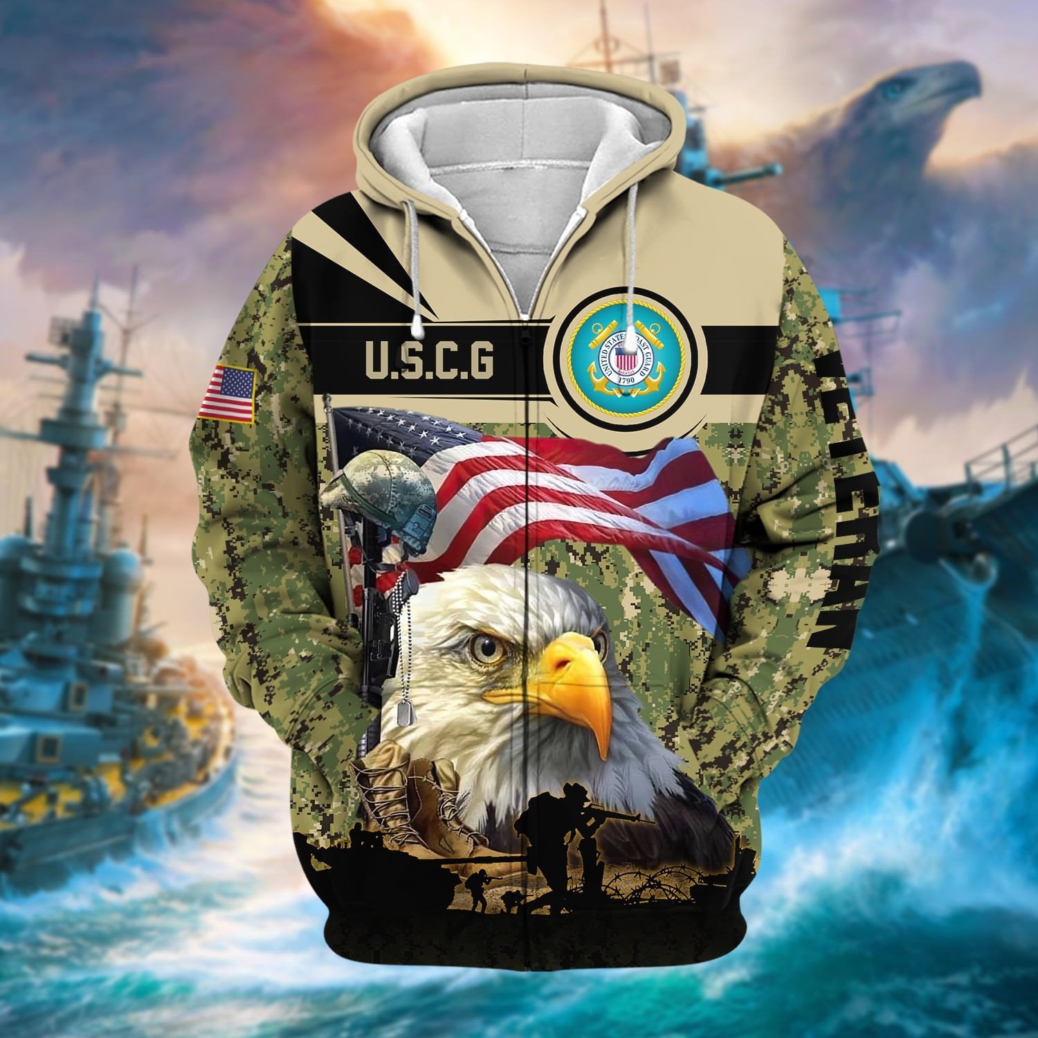 Premium Honoring All Who Served US Veteran Zip Hoodie NPVC171005