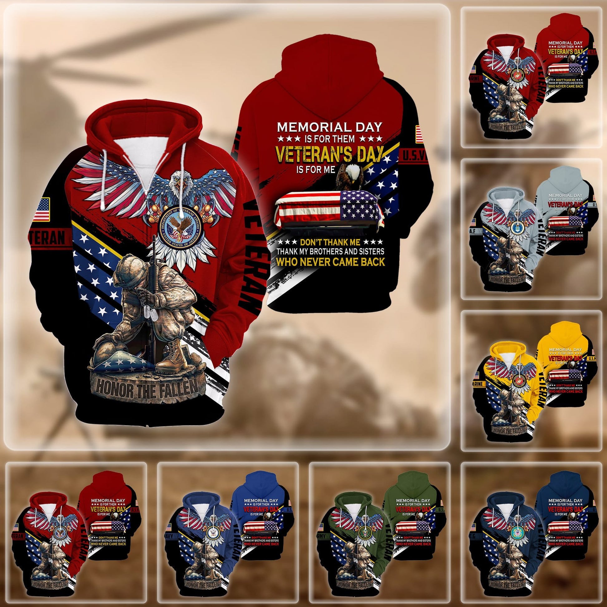 Premium Memorial Day Is For Them US Veteran Zip Hoodie NPVC261002