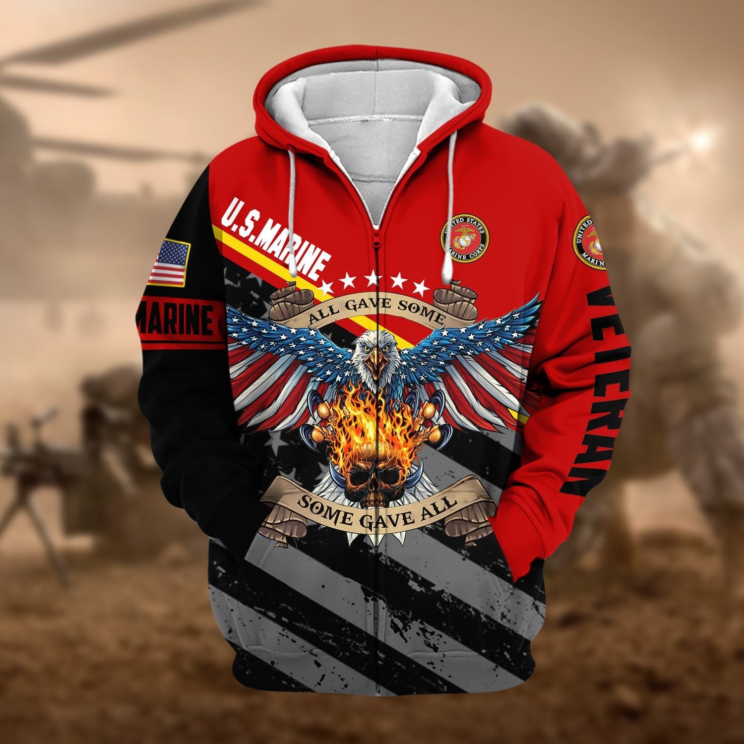Premium Eagle US Veteran Zip Hoodie NPVC251001