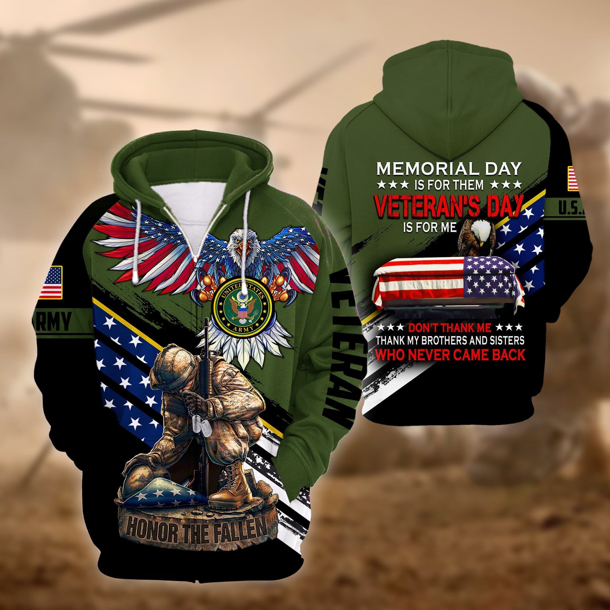 Premium Memorial Day Is For Them US Veteran Zip Hoodie NPVC261002