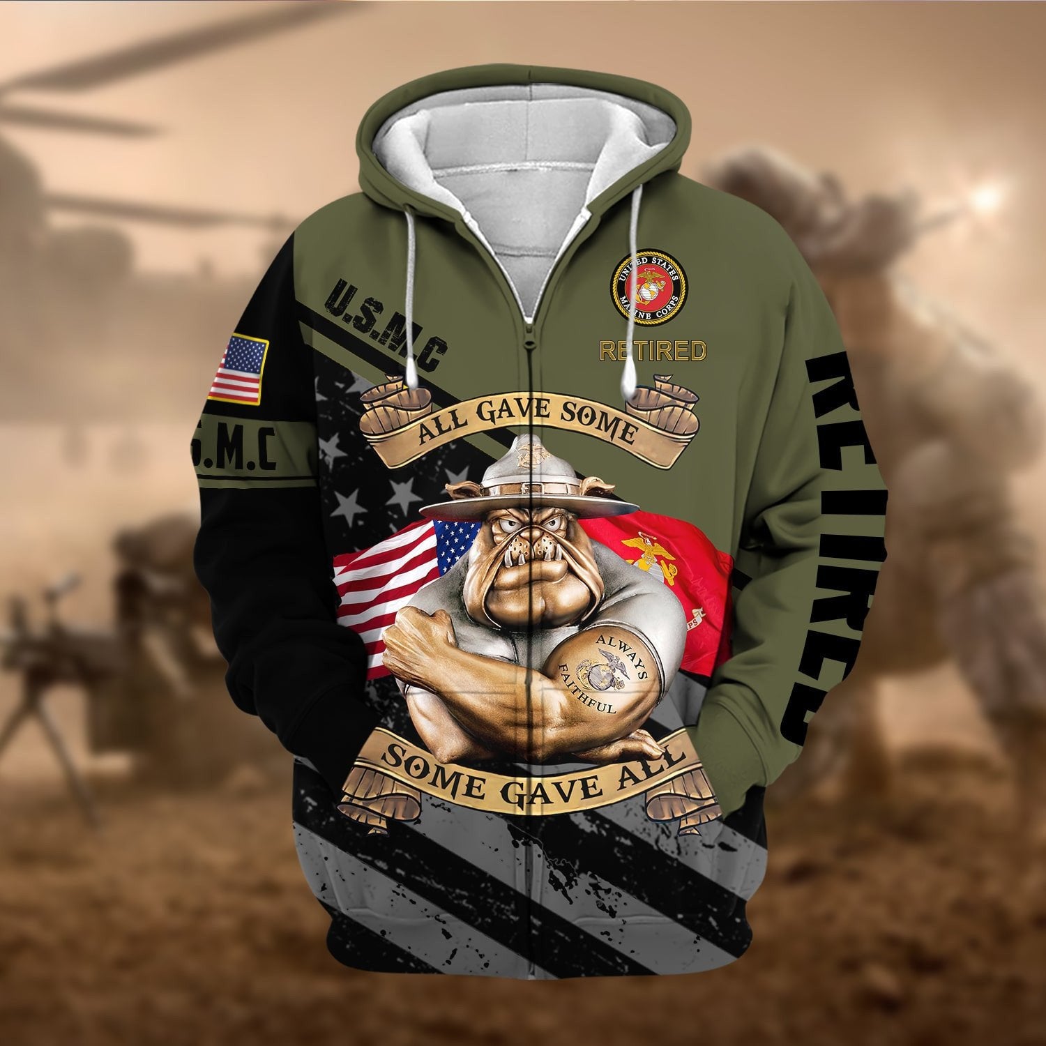 Premium US Retired Zip Hoodie NPVC111110