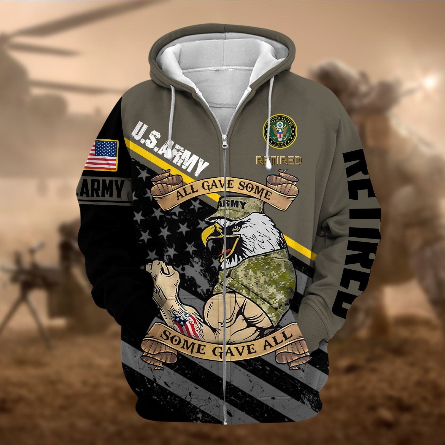 Premium US Retired Zip Hoodie NPVC111110