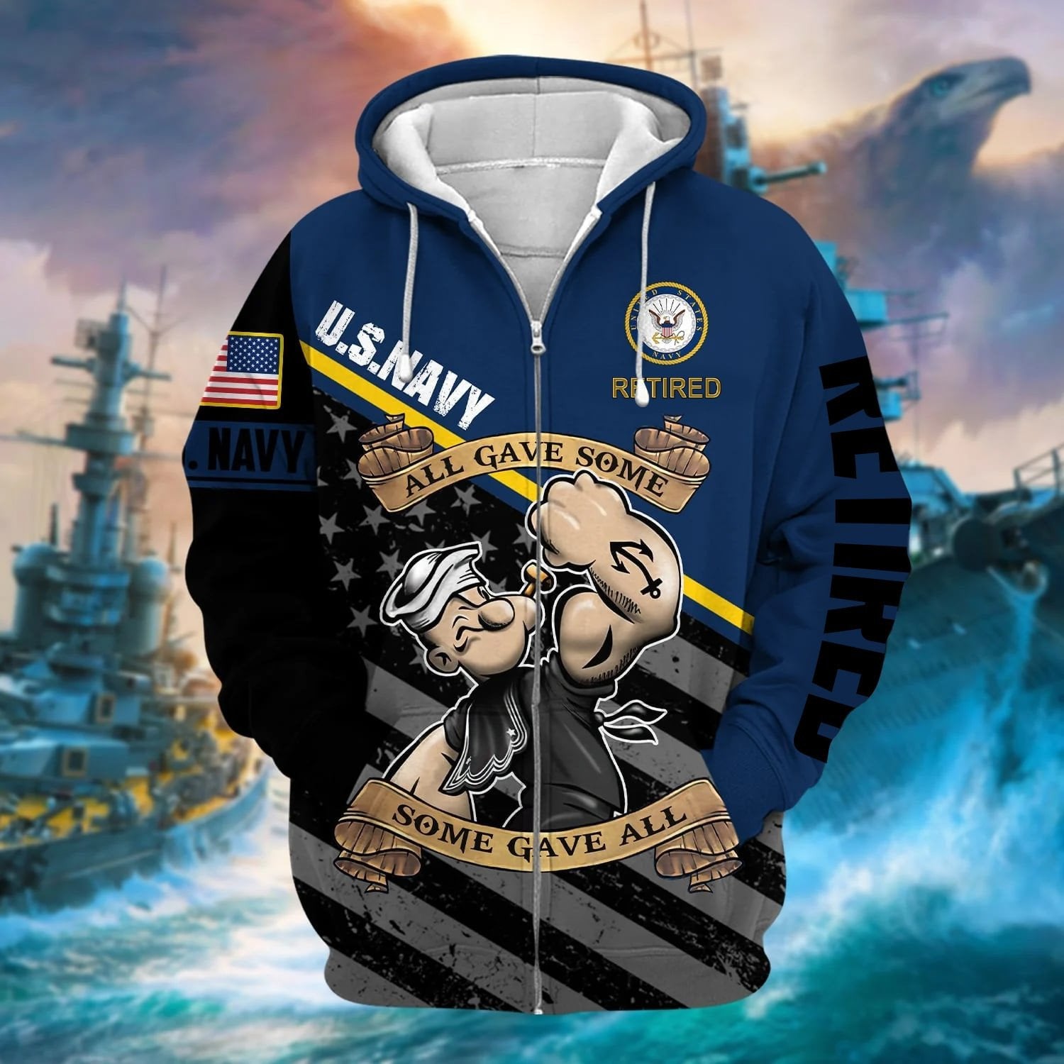 Premium US Retired Zip Hoodie NPVC111110