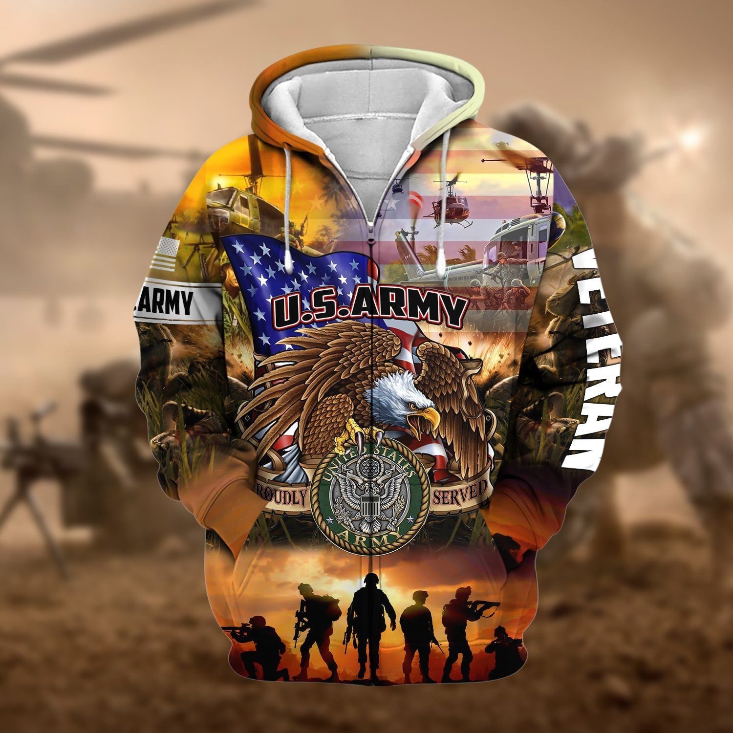 Premium Honoring All Who Served US Veteran Zip Hoodie NPVC271003