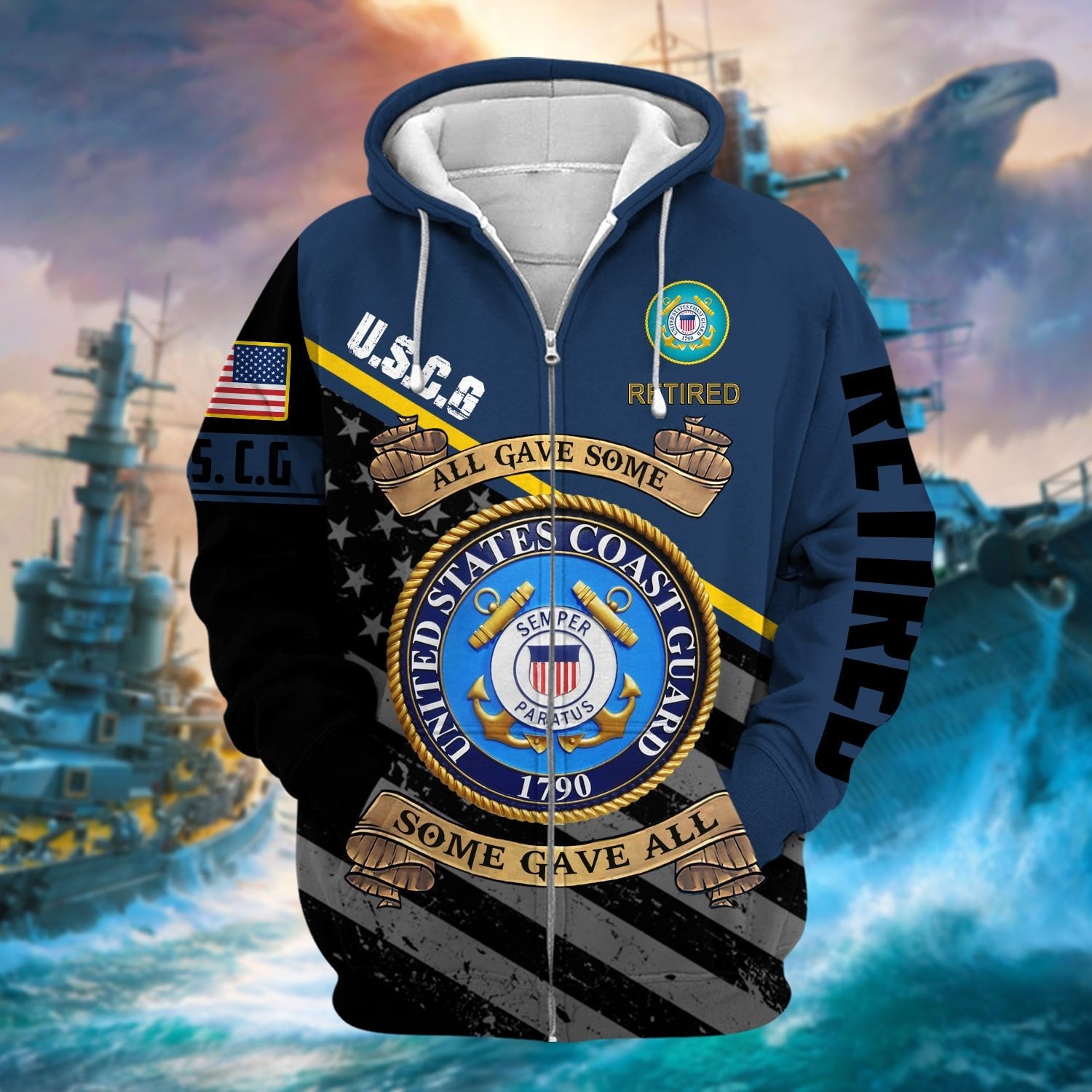 Premium US Retired Zip Hoodie NPVC111110