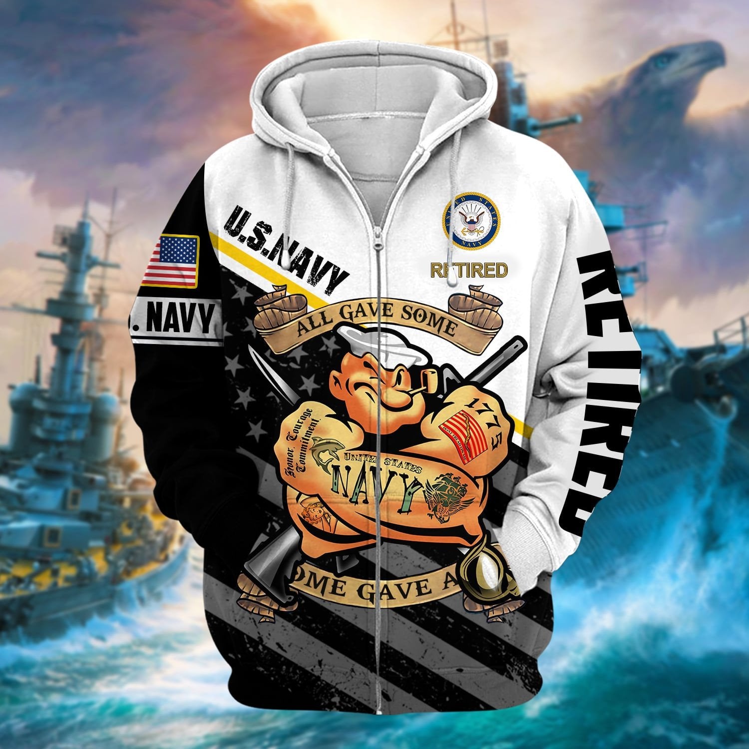 Premium US Retired Zip Hoodie NPVC111110