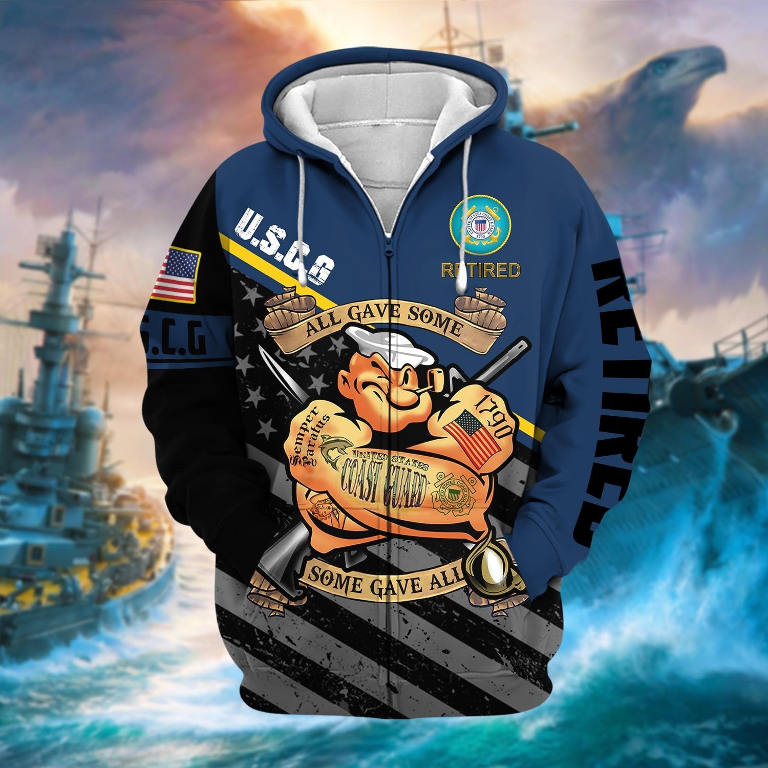 Premium US Retired Zip Hoodie NPVC111110