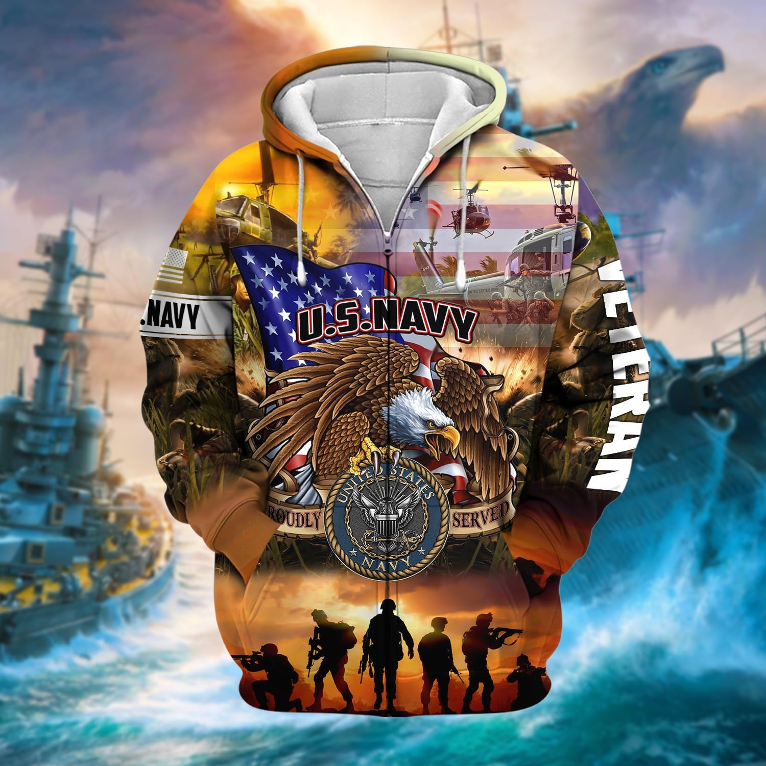 Premium Honoring All Who Served US Veteran Zip Hoodie NPVC271003