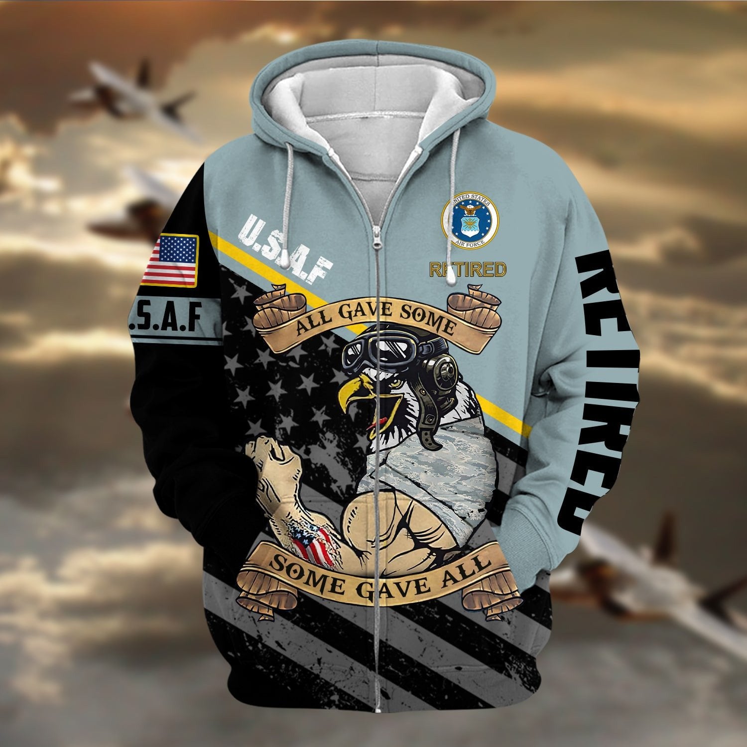 Premium US Retired Zip Hoodie NPVC111110