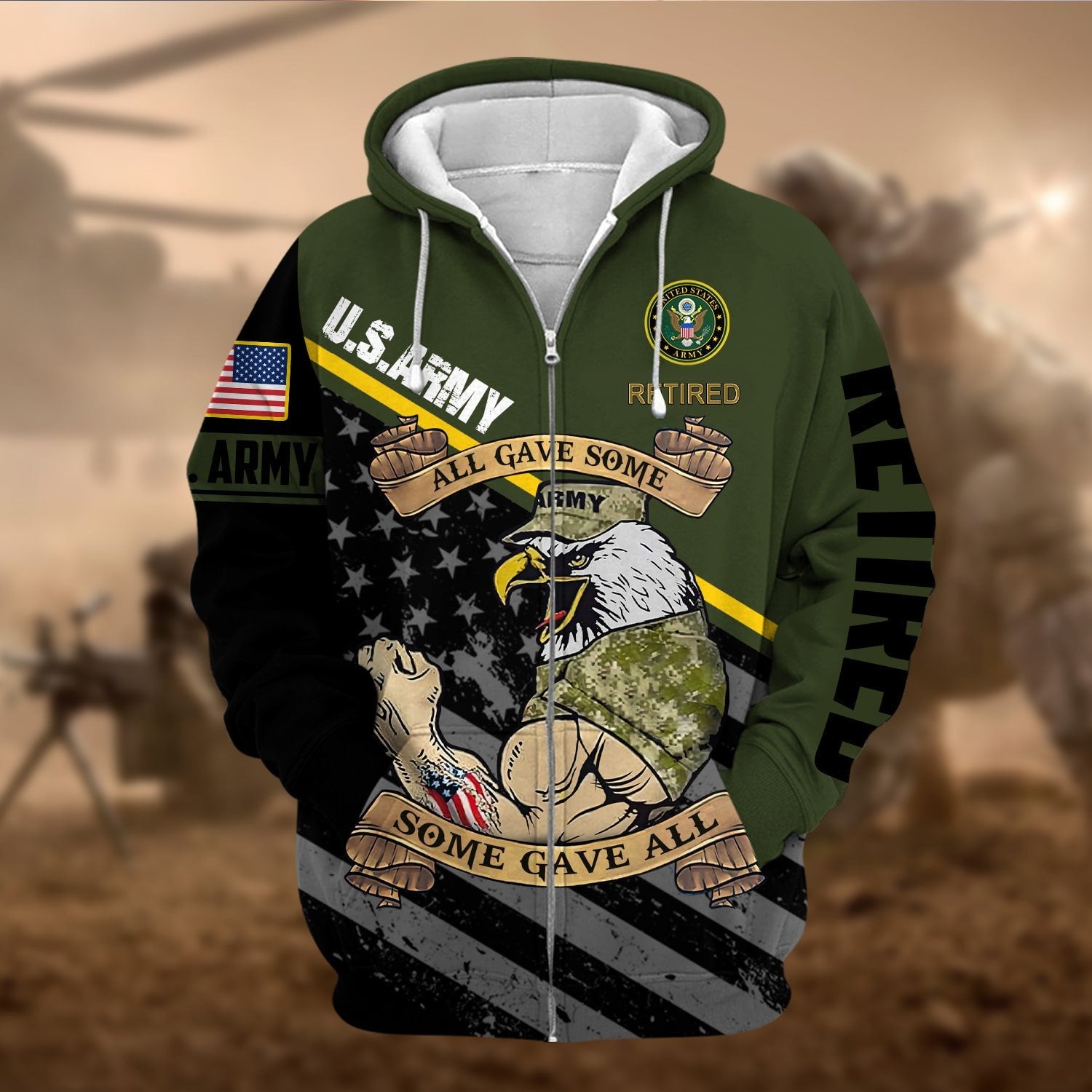 Premium US Retired Zip Hoodie NPVC111110