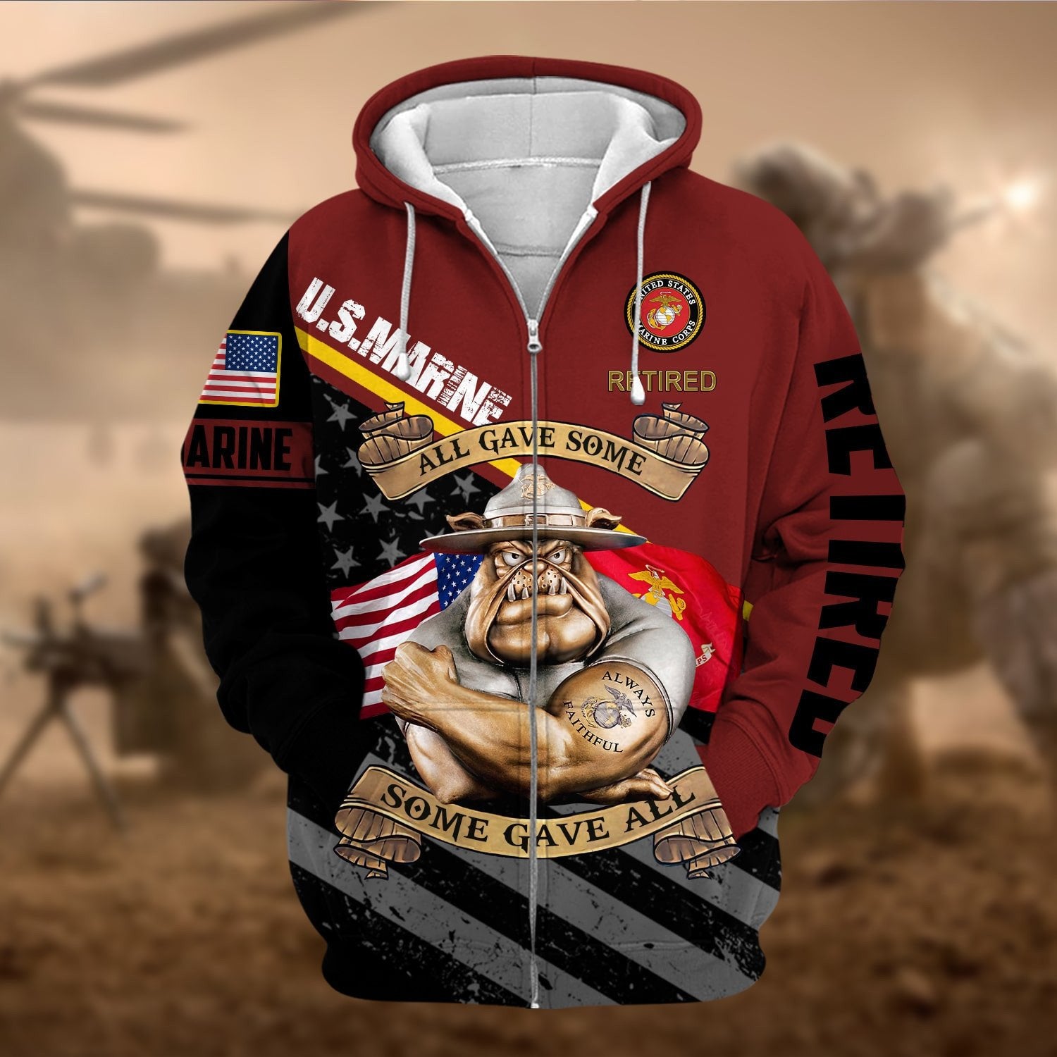 Premium US Retired Zip Hoodie NPVC111110