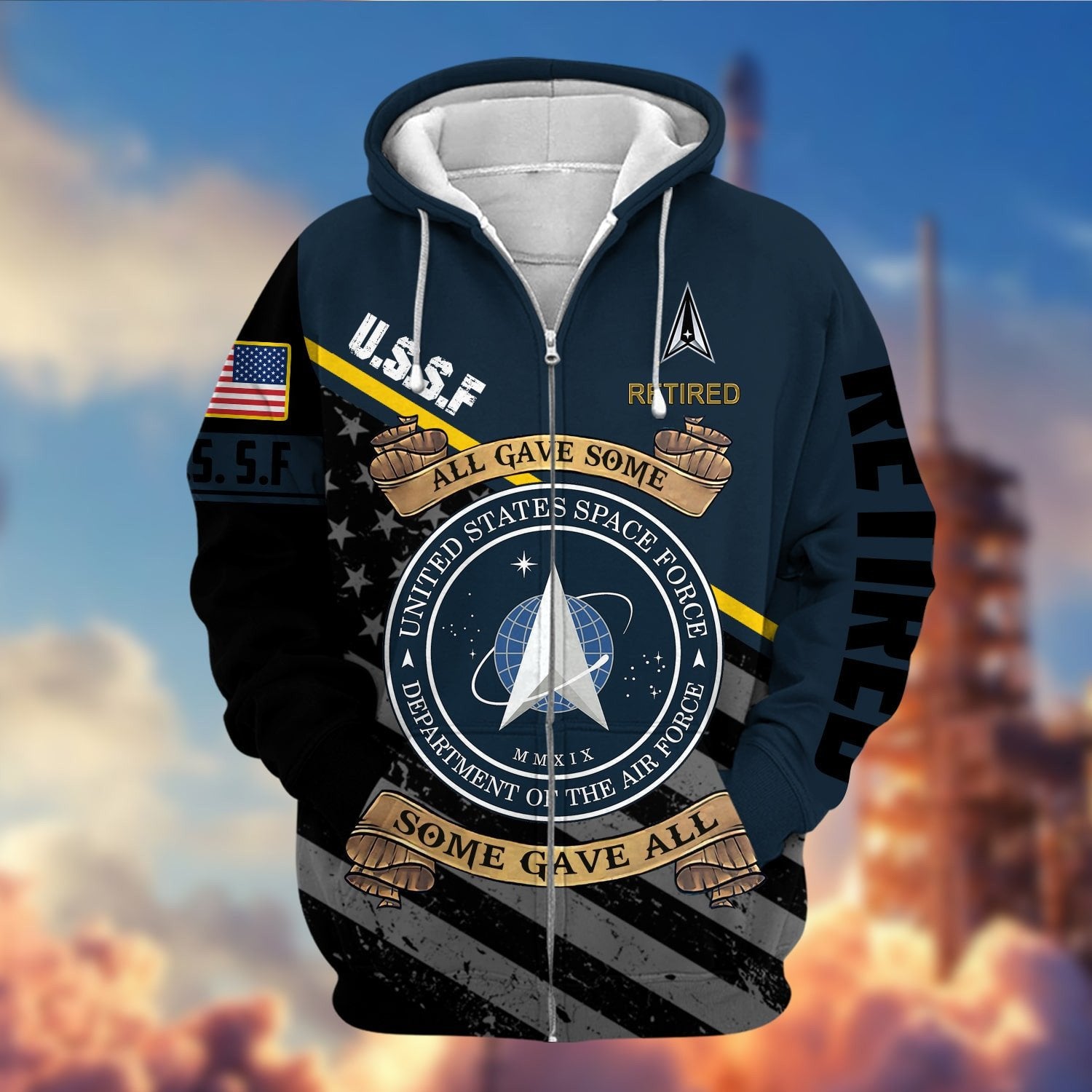 Premium US Retired Zip Hoodie NPVC111110