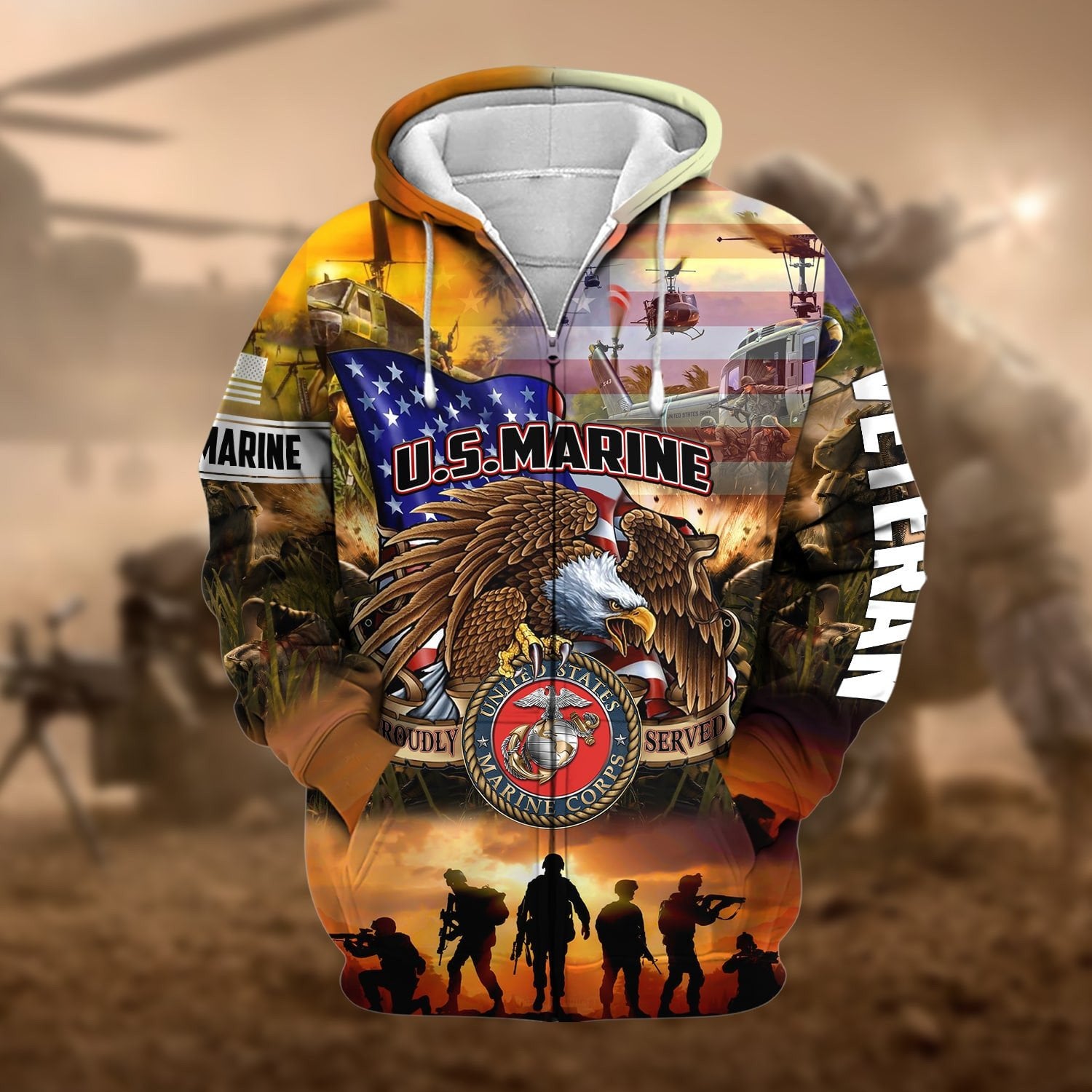 Premium Honoring All Who Served US Veteran Zip Hoodie NPVC271003