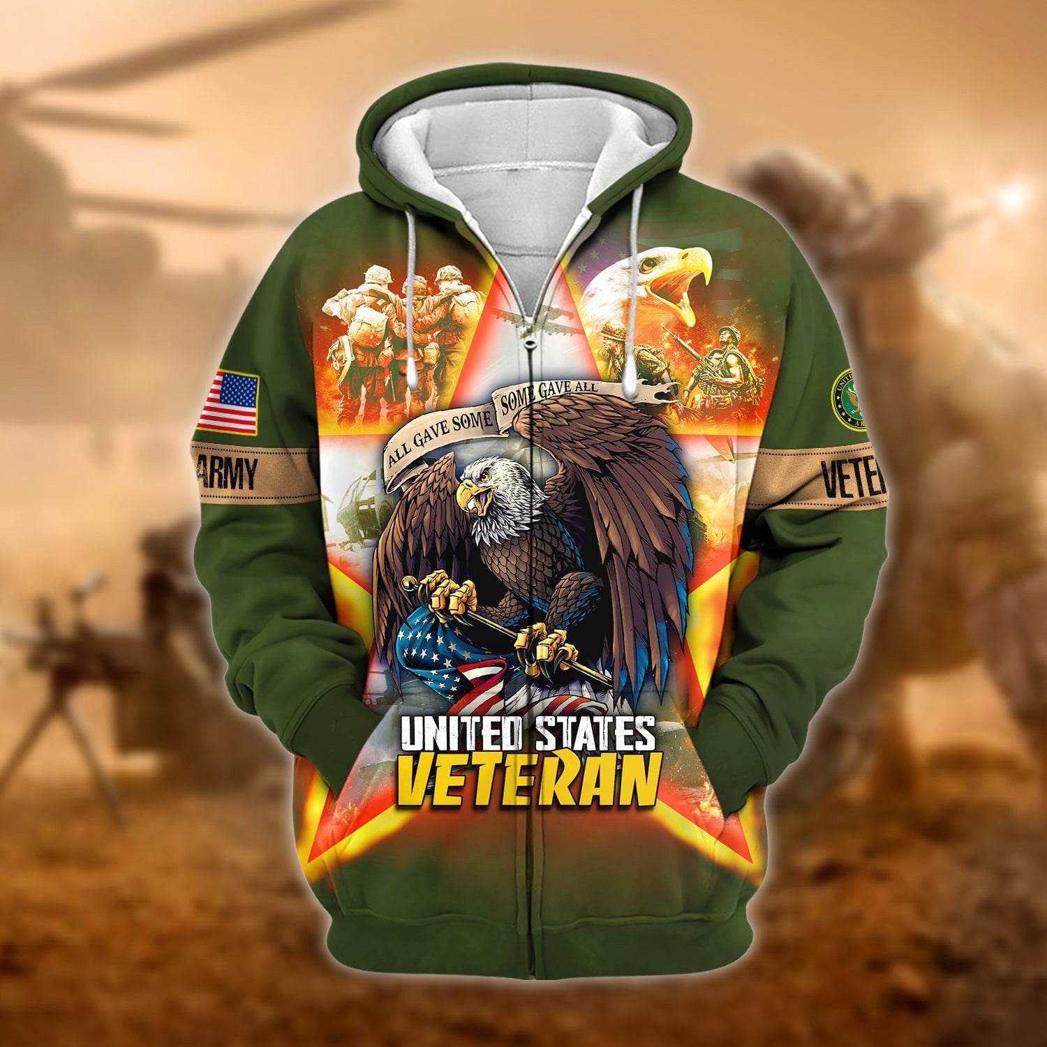 Unique All Gave Some US Veteran Zip Hoodie NPVC251115