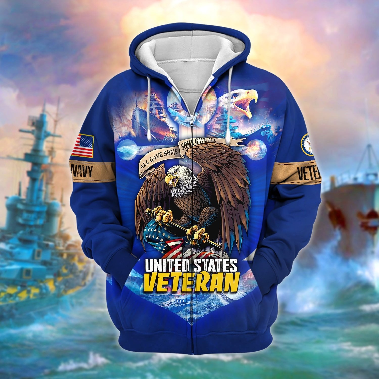 Unique All Gave Some US Veteran Zip Hoodie NPVC251115