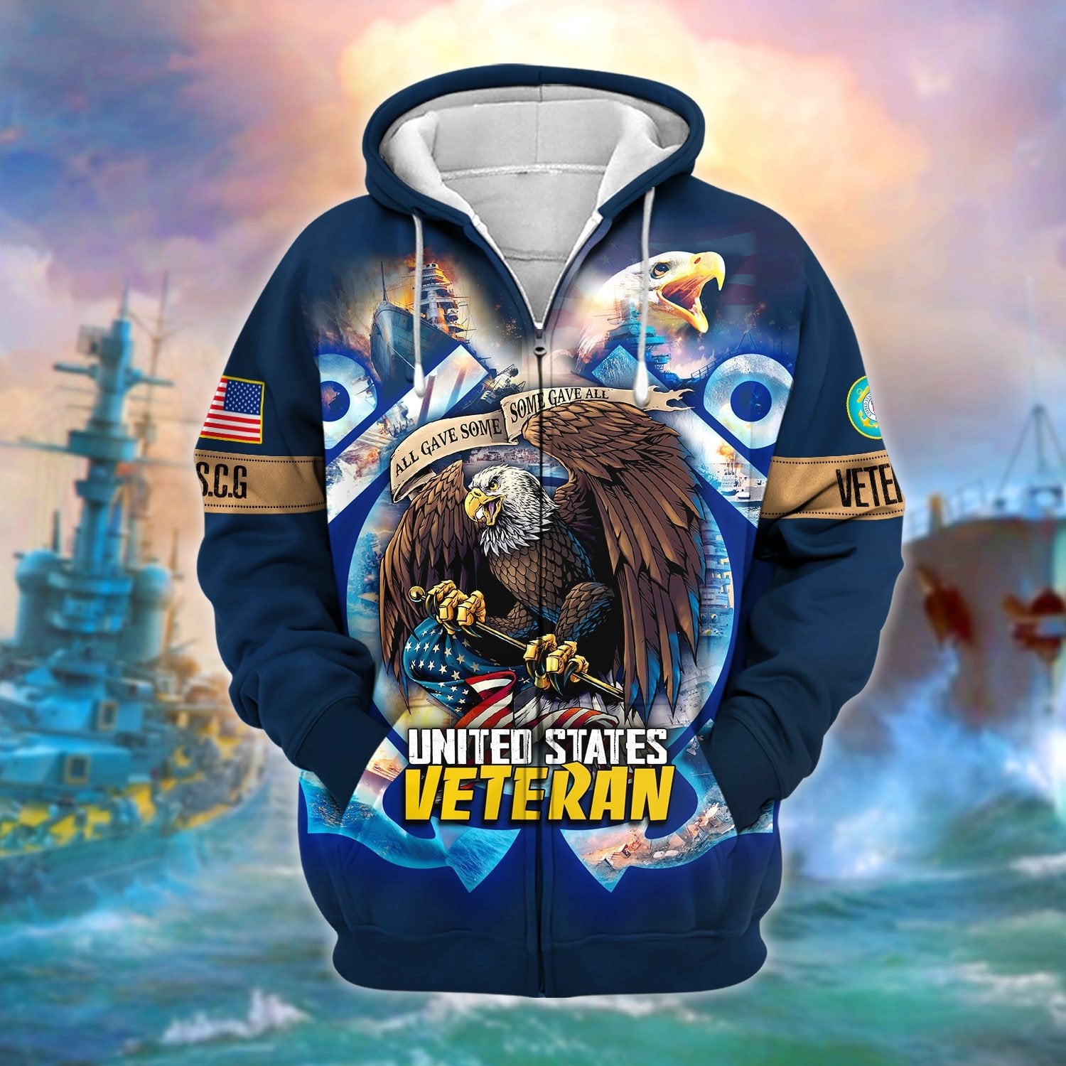 Unique All Gave Some US Veteran Zip Hoodie NPVC251115