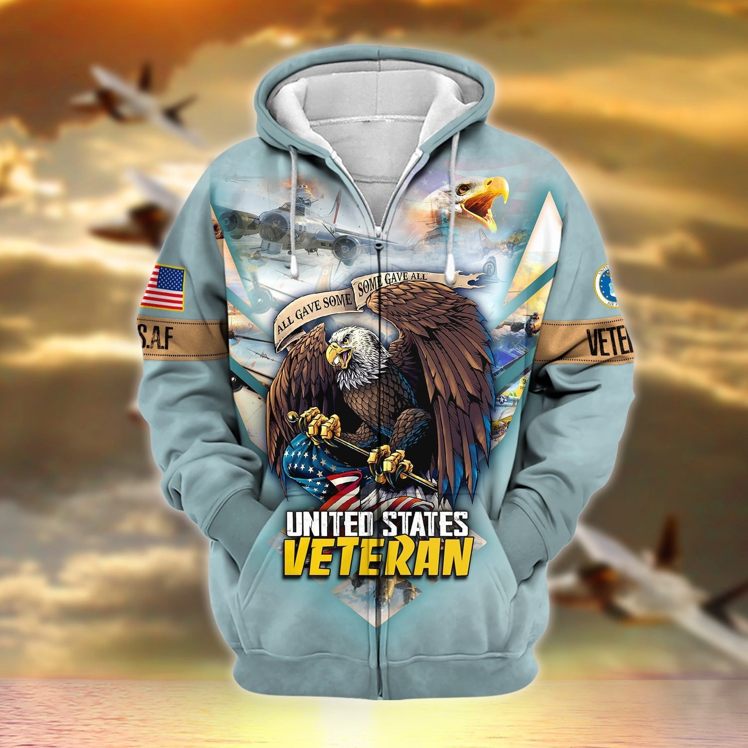 Unique All Gave Some US Veteran Zip Hoodie NPVC251115