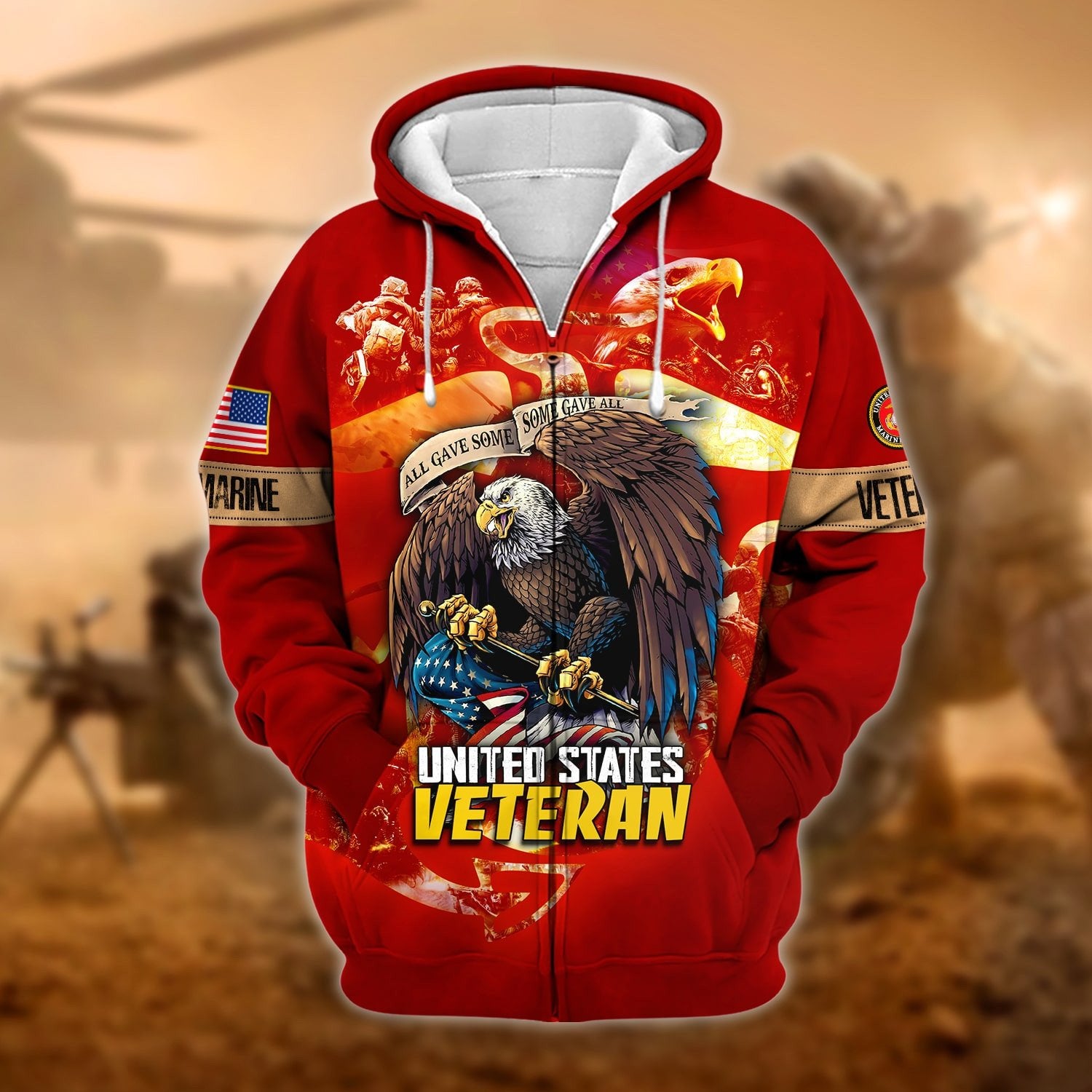 Unique All Gave Some US Veteran Zip Hoodie NPVC251115
