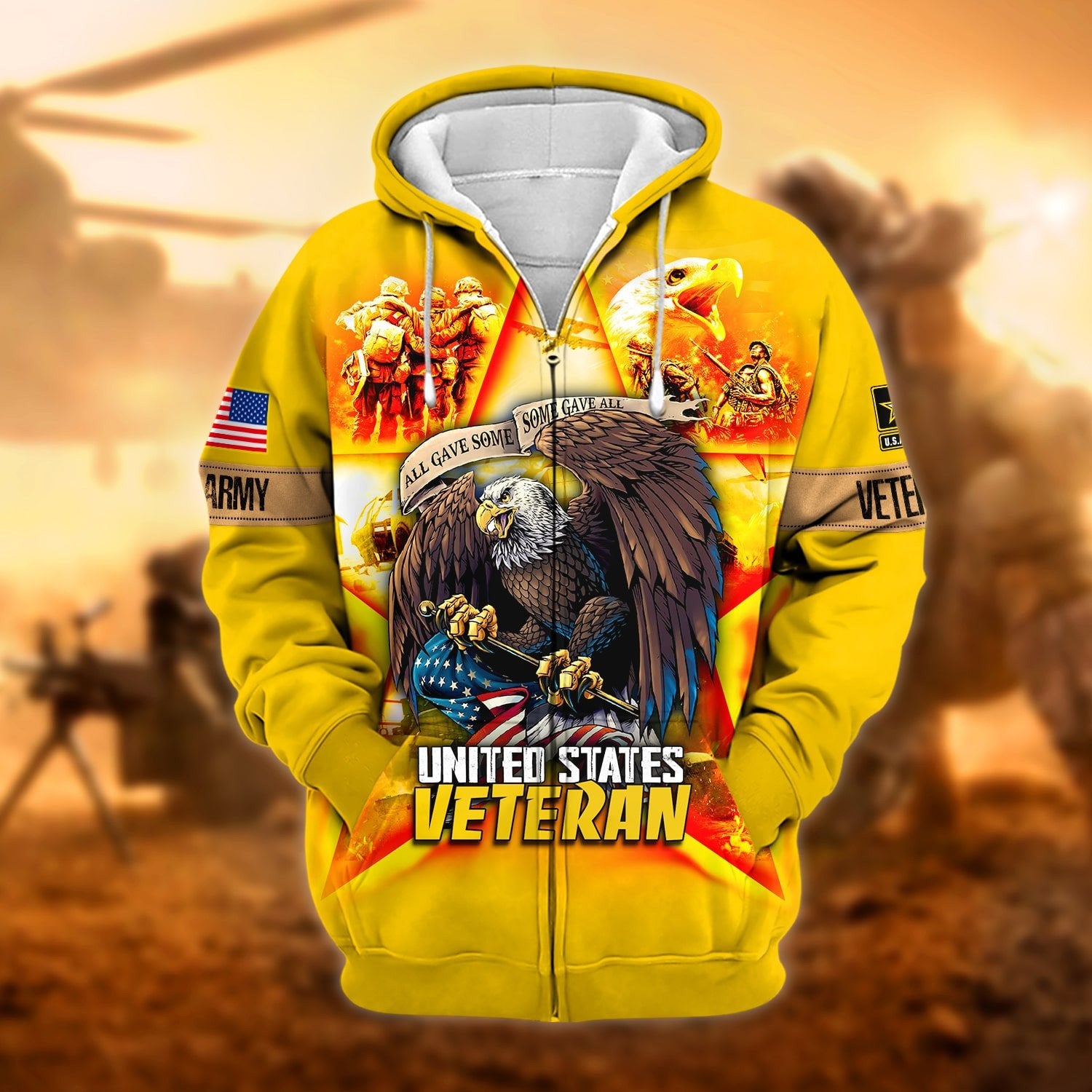 Unique All Gave Some US Veteran Zip Hoodie NPVC251115
