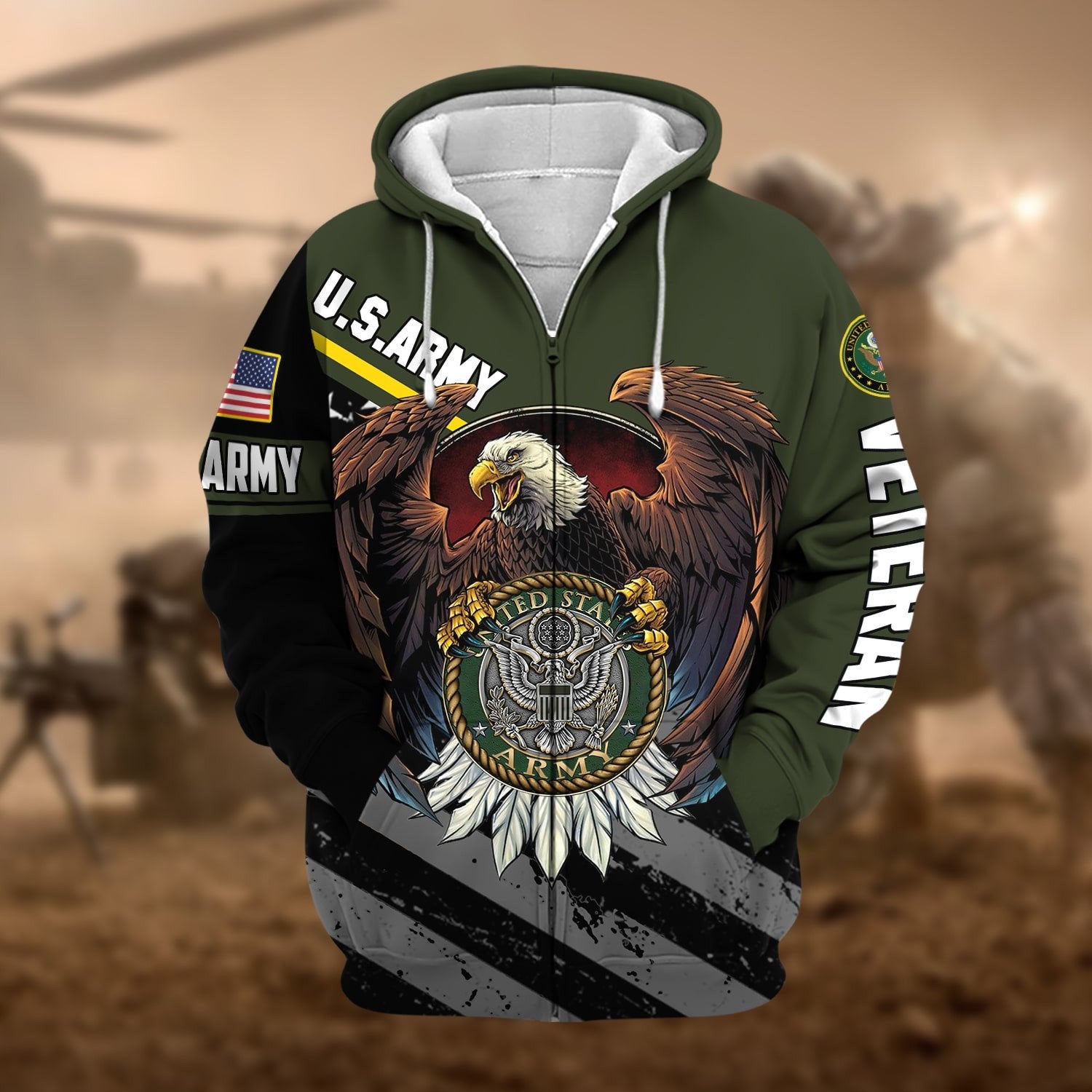 Premium Eagle US Veteran Zip Hoodie NPVC041103