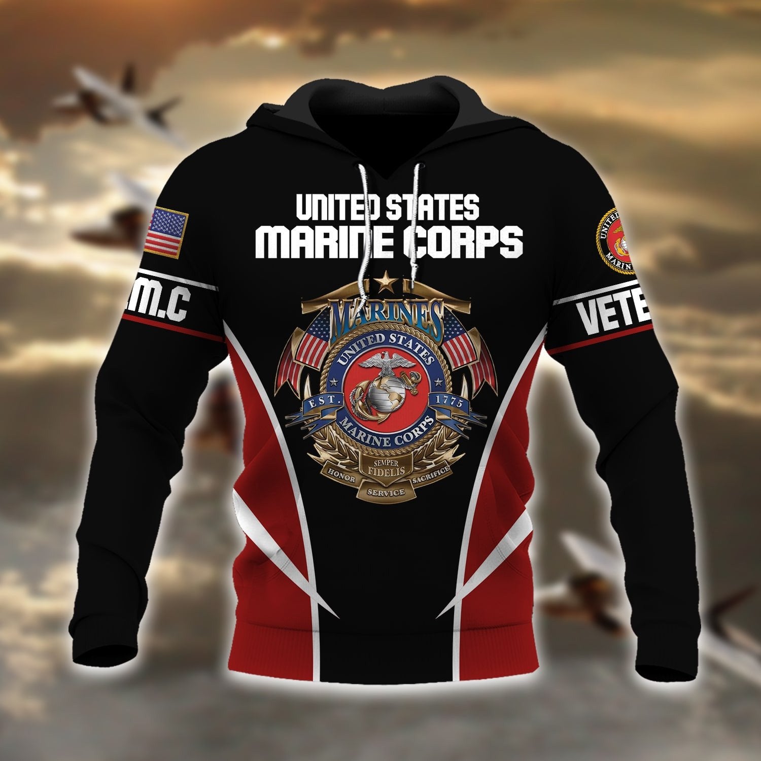 Premium Multiple US Military Services Veteran Hoodie NPVC221101