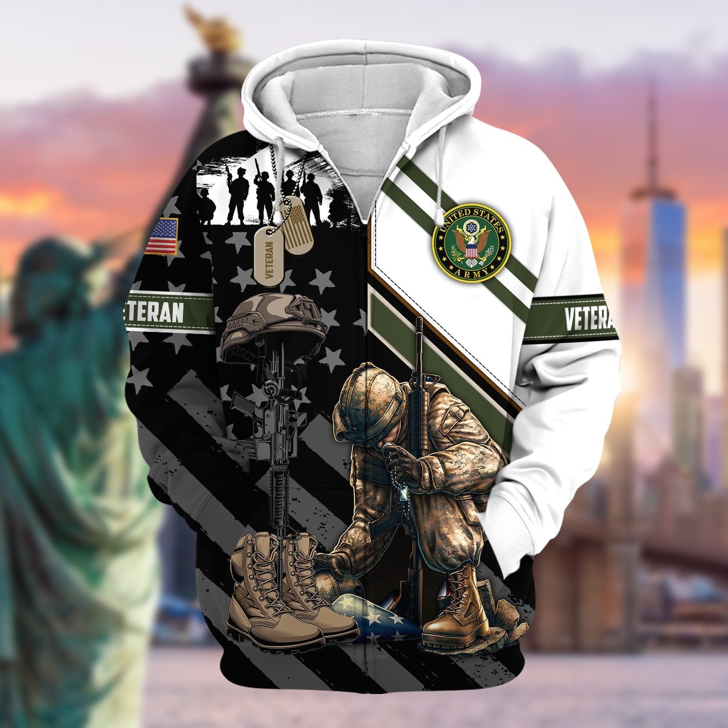 Unique Honoring All Who Served US Veteran Zip Hoodie NPVC151101