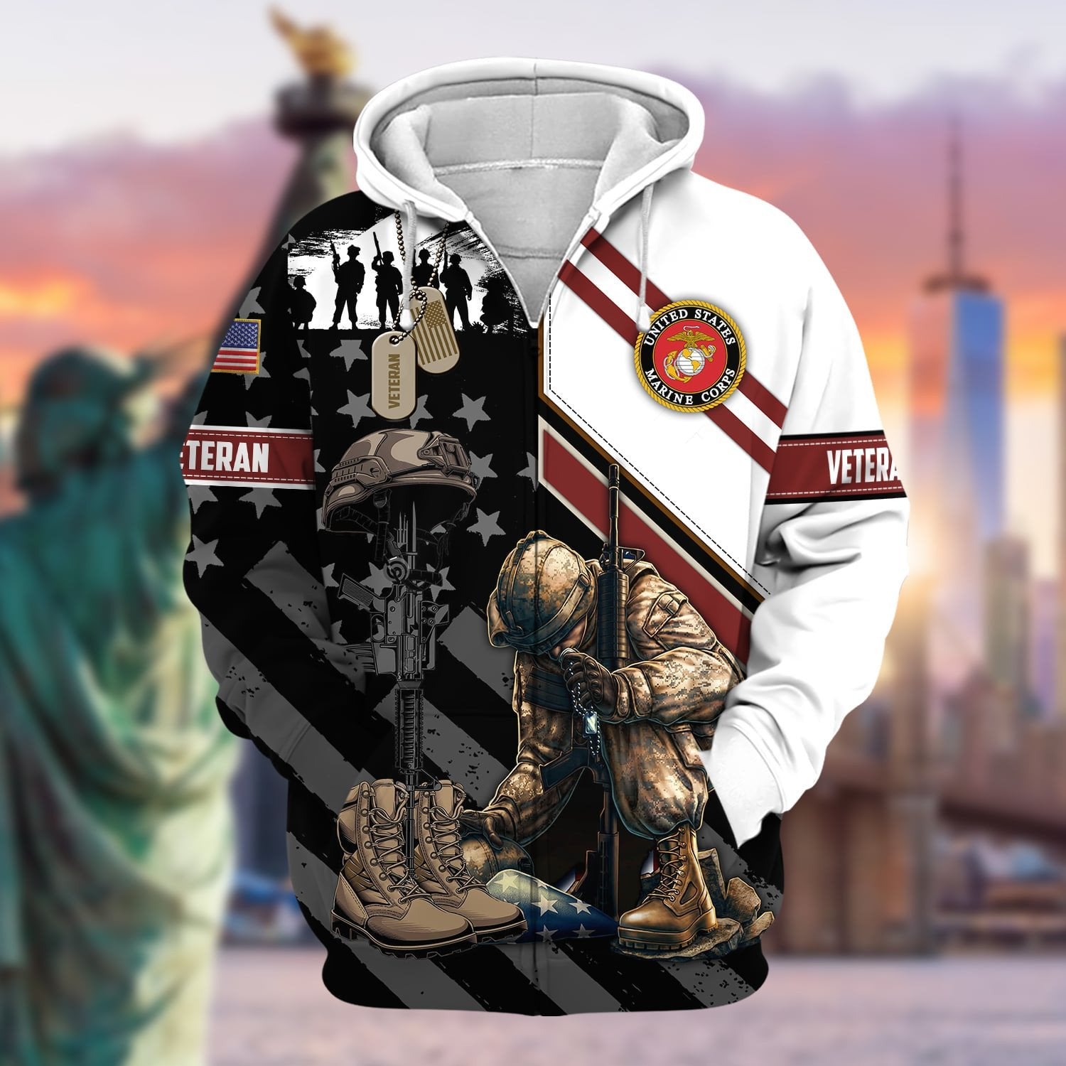 Unique Honoring All Who Served US Veteran Zip Hoodie NPVC151101