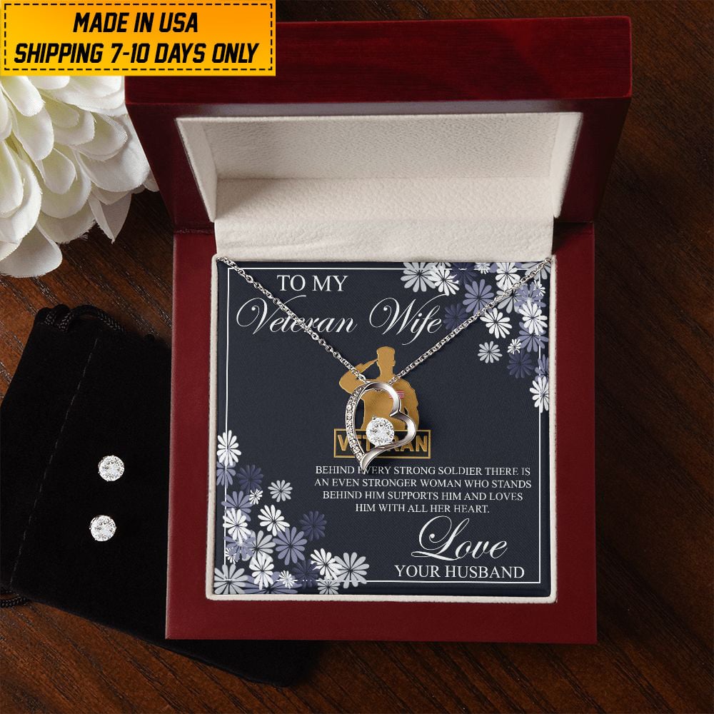 Unique US Veteran Wife Necklace Wife Gift From Husband NPVC020201