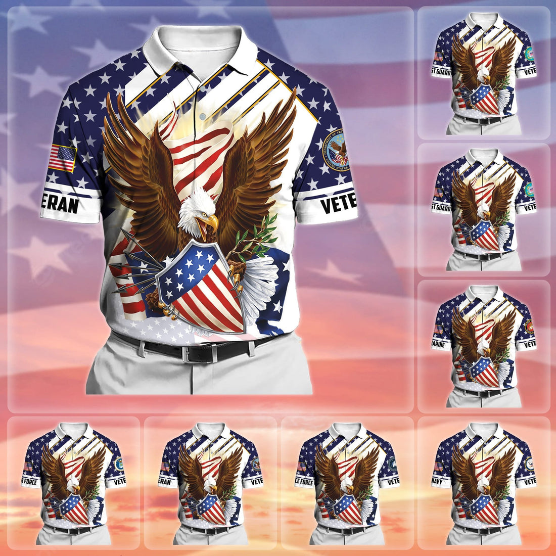 Premium Eagle US Veteran Polo And Hawaii Shirt NPVC140201
