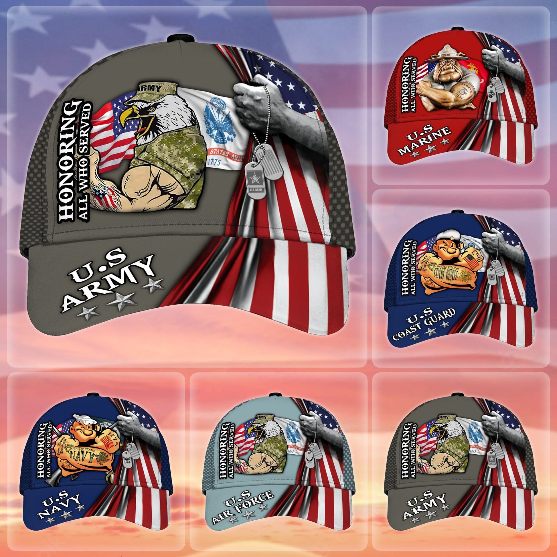 Premium Honoring All Who Served US Veteran Cap APVC100702