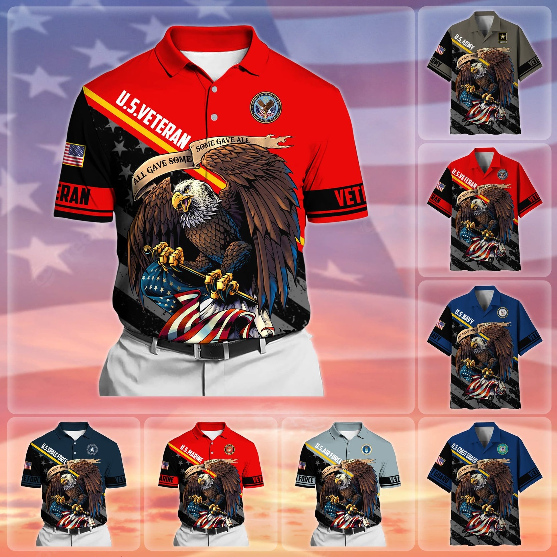 Premium Honoring All Who Served US Veteran Polo And Hawaii Shirt NPVC230202
