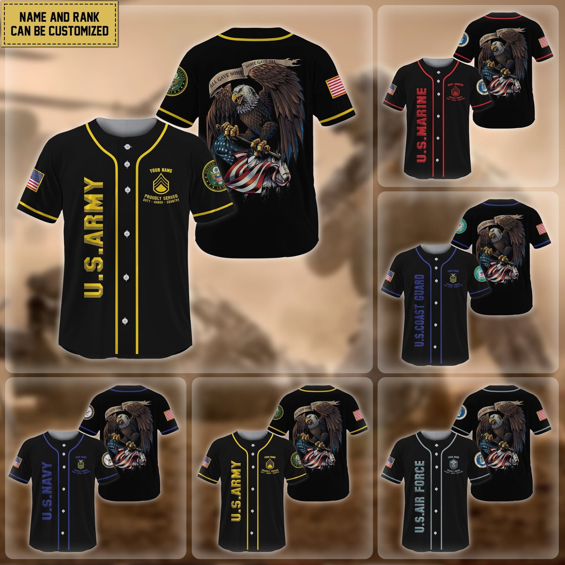 Premium Personalised All Gave Some US Veteran Baseball Jersey NPVC110201