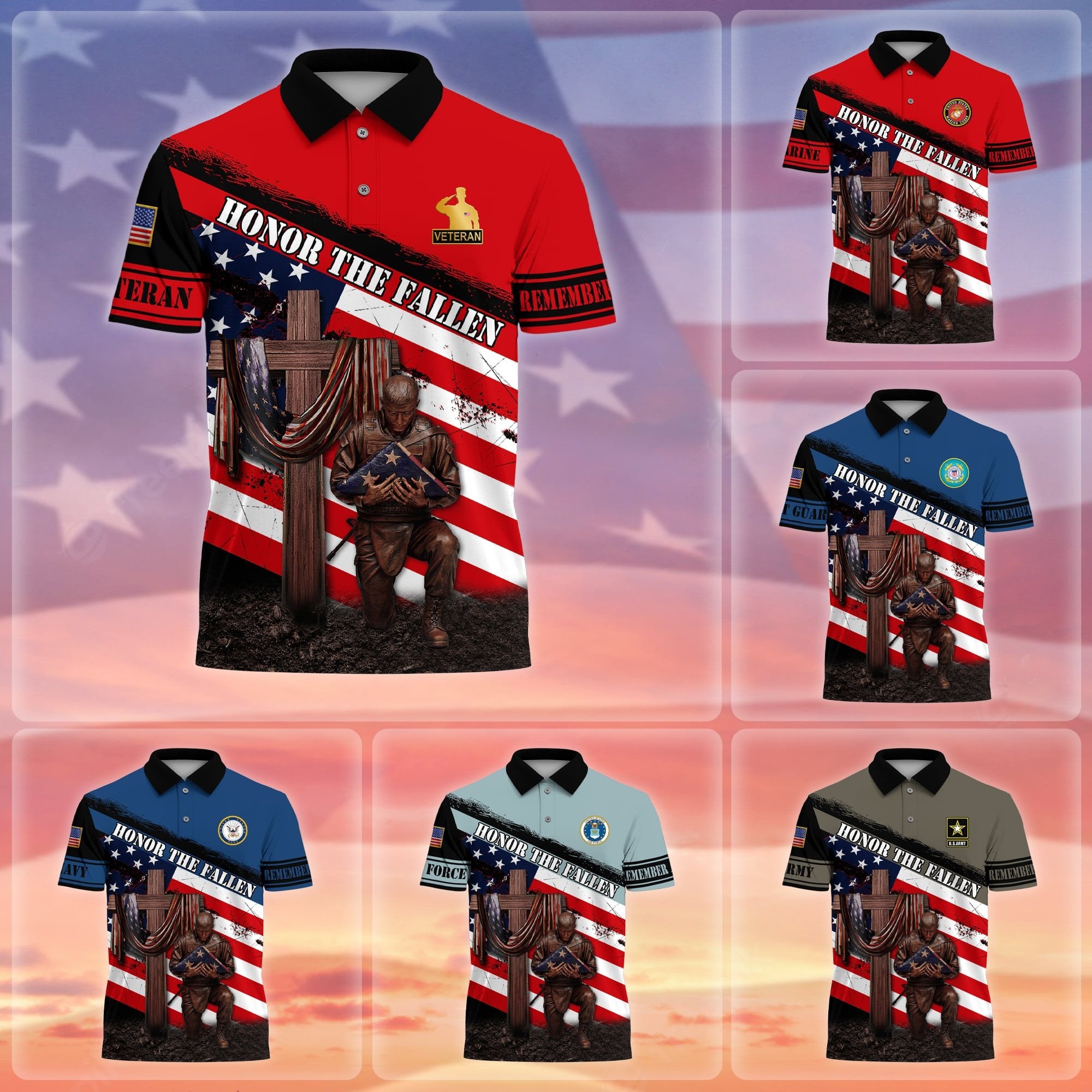 Premium Honor The Fallen US Veteran Polo And Hawaii Shirt NPVC220202