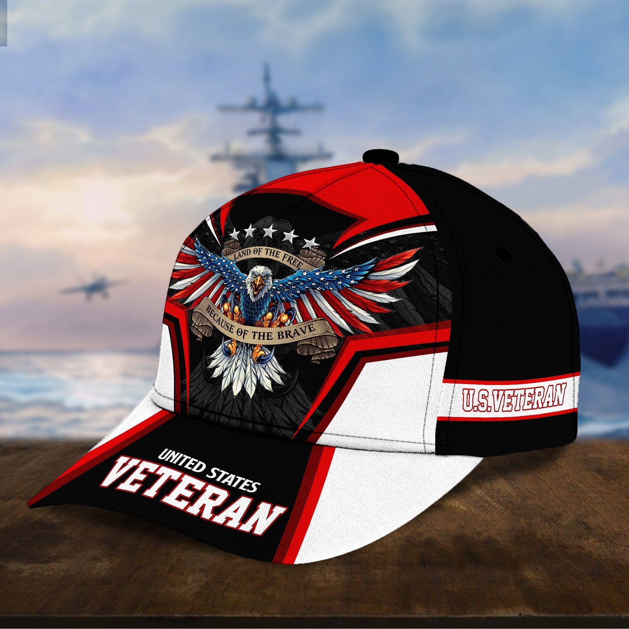 Premium Land Of The Free U.S. Veteran 3D Cap NPVC110701