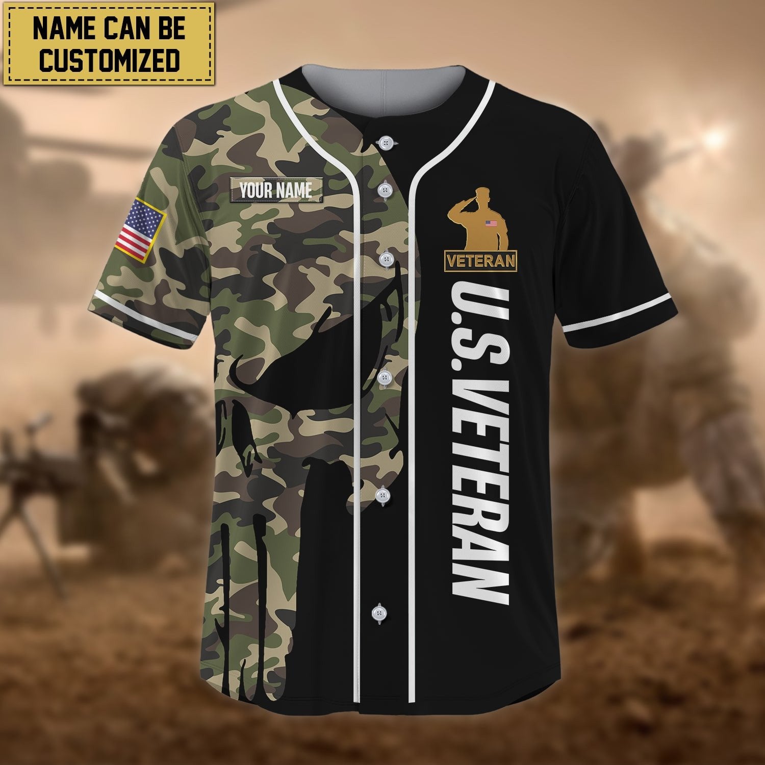 Premium Personalised US Veteran Baseball Jersey NPVC100201