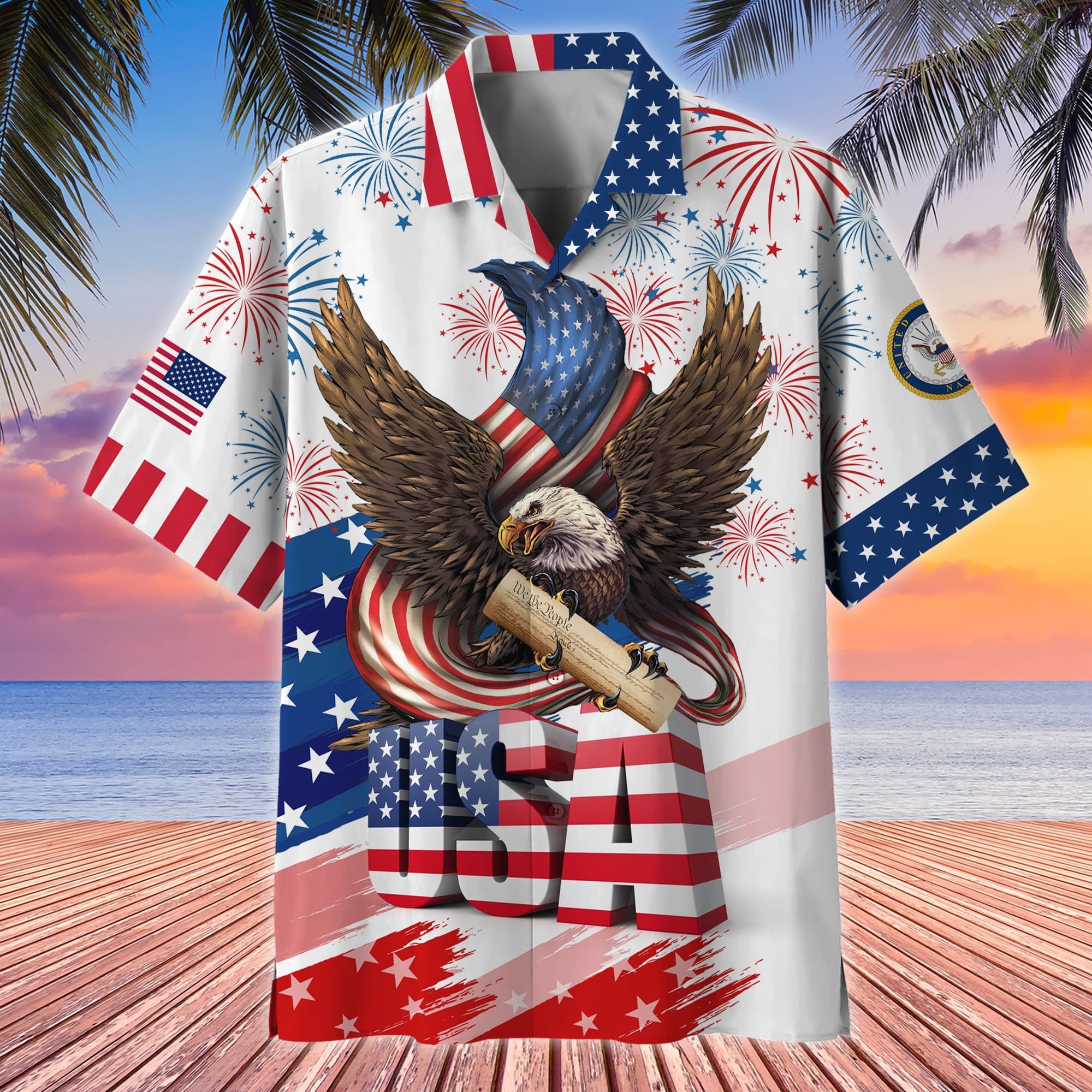 Premium American Pride 4th Of July US Veteran Hawaii Shirt NPVC190501