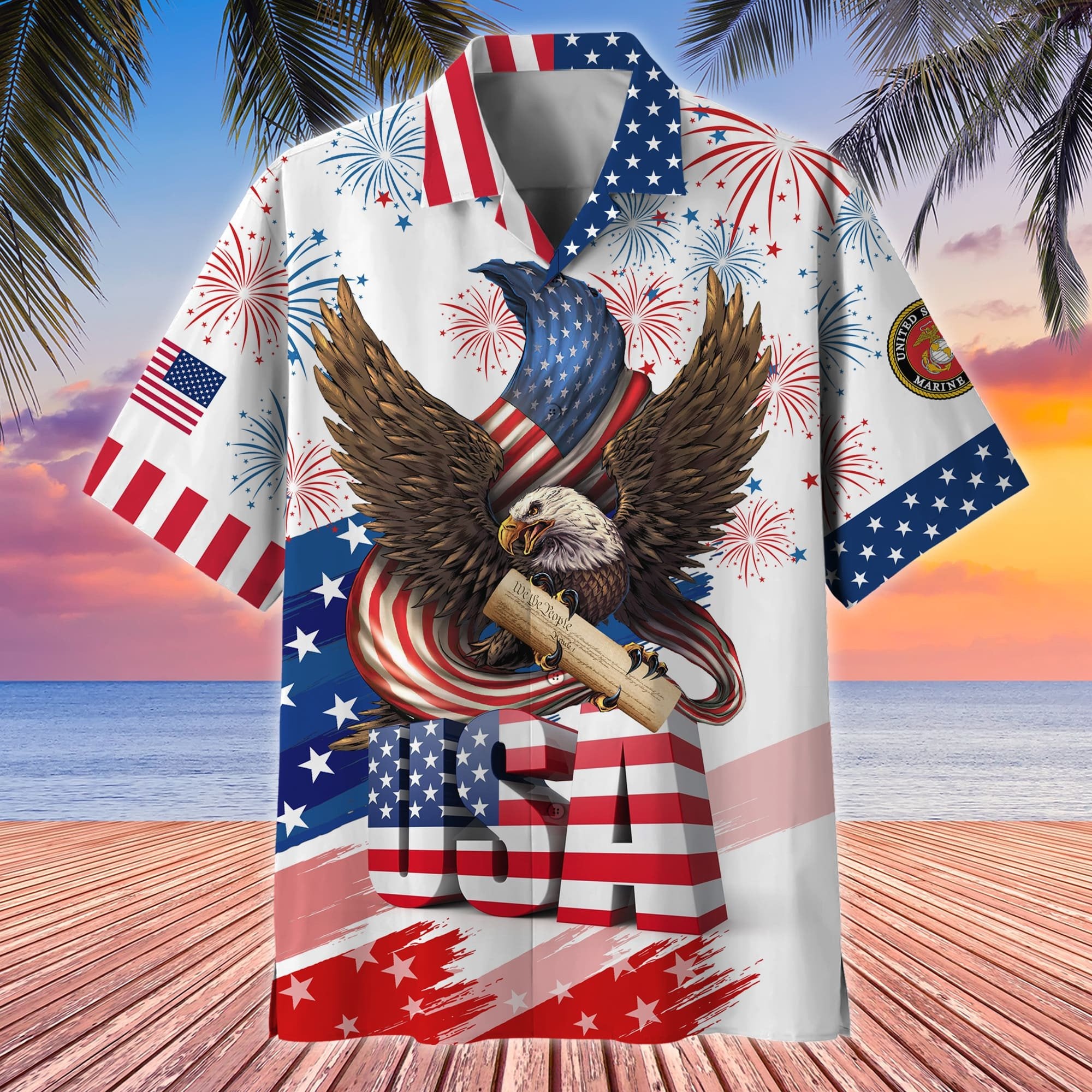 Premium American Pride 4th Of July US Veteran Hawaii Shirt NPVC190501