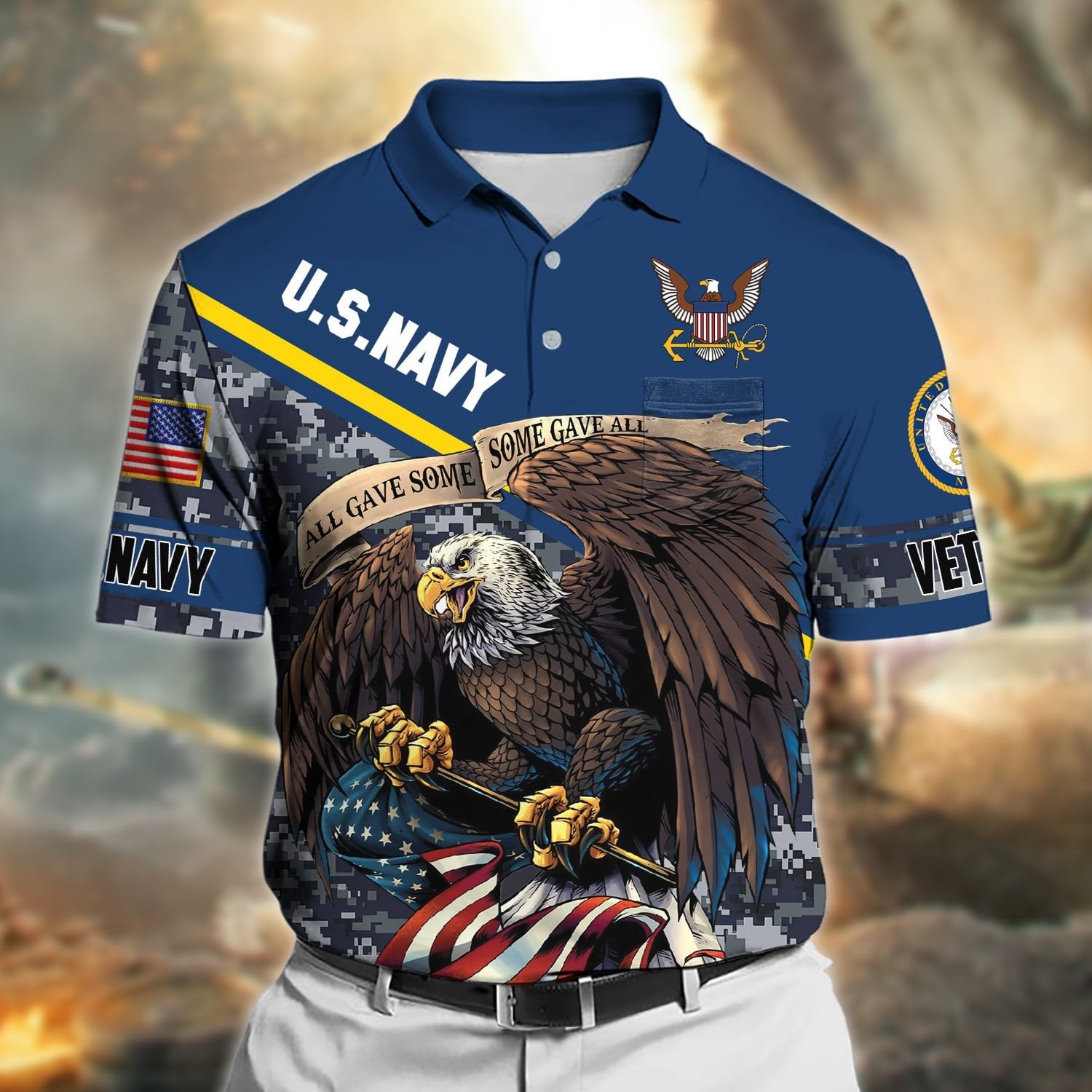 Premium All Gave Some Some Gave All US Veteran Polo Shirt With Pocket NPVC090401