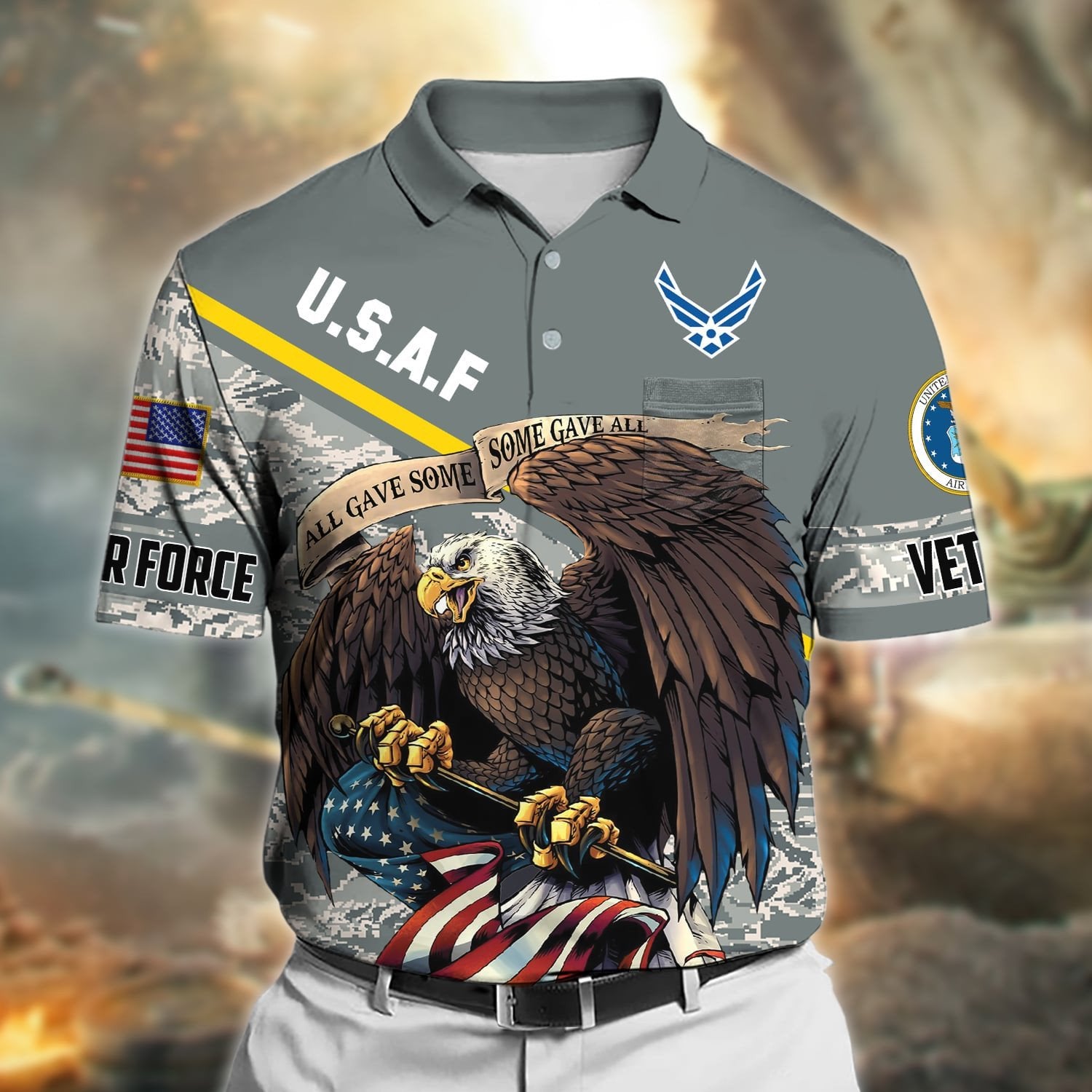 Premium All Gave Some Some Gave All US Veteran Polo Shirt With Pocket NPVC090401