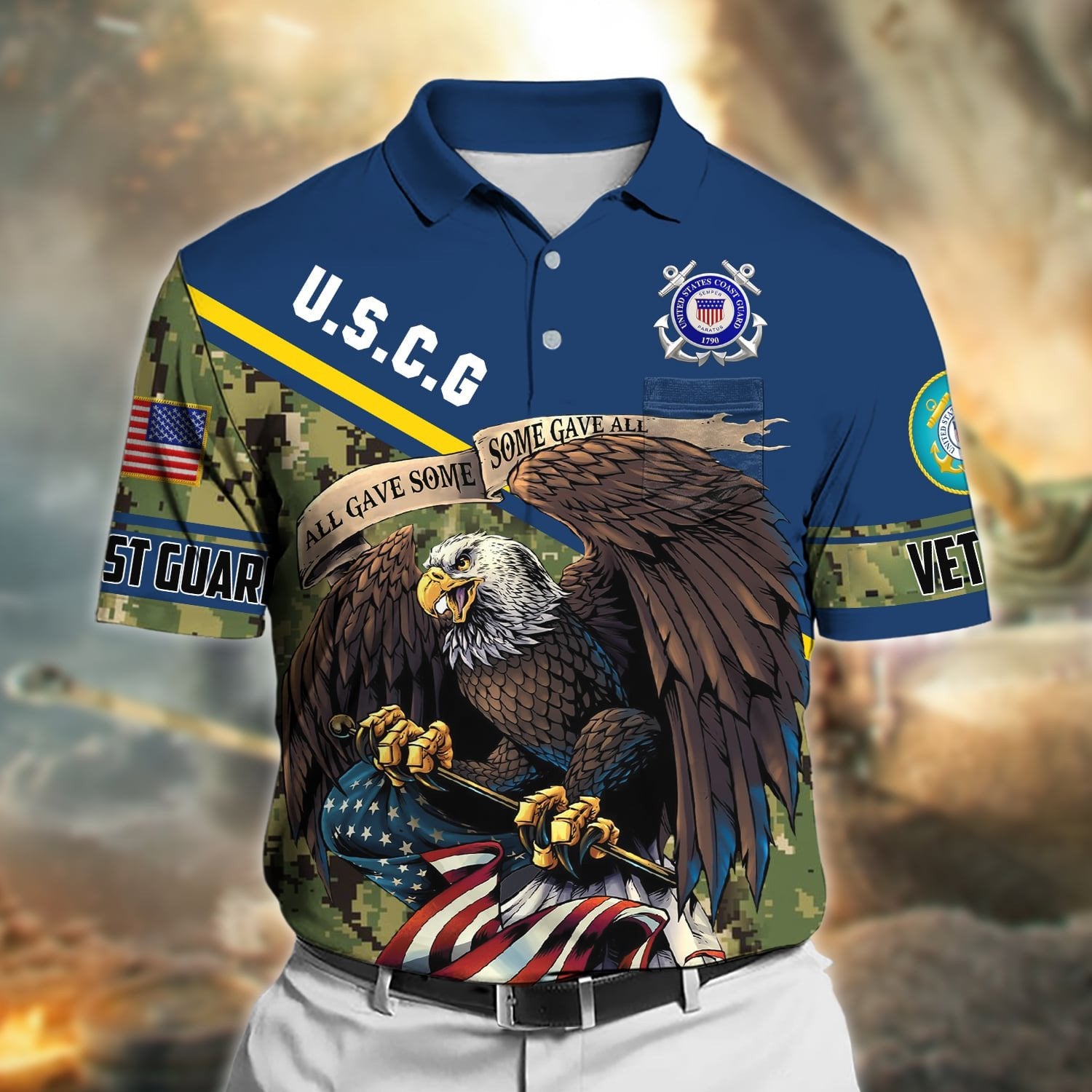 Premium All Gave Some Some Gave All US Veteran Polo Shirt With Pocket NPVC090401