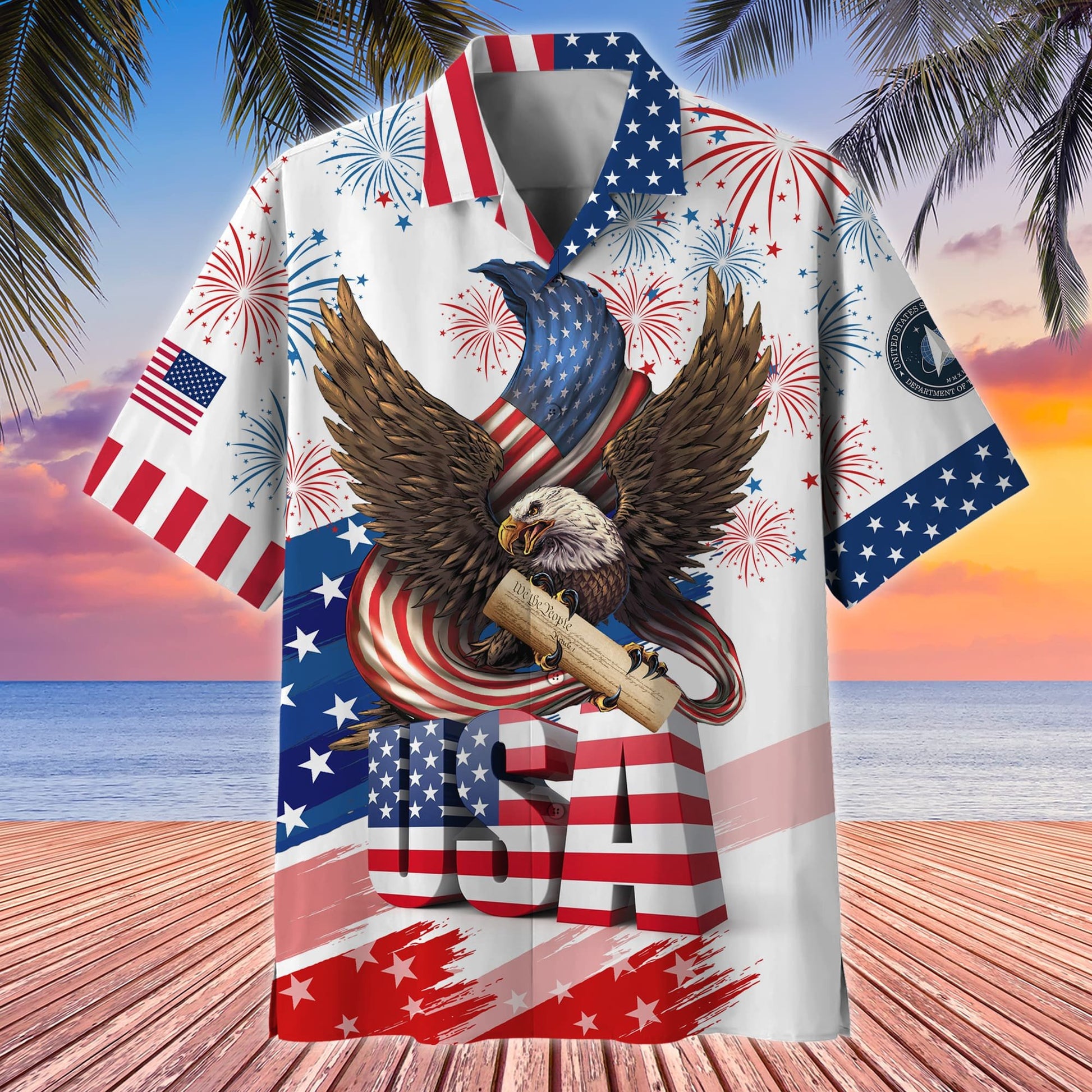 Premium American Pride 4th Of July US Veteran Hawaii Shirt NPVC190501