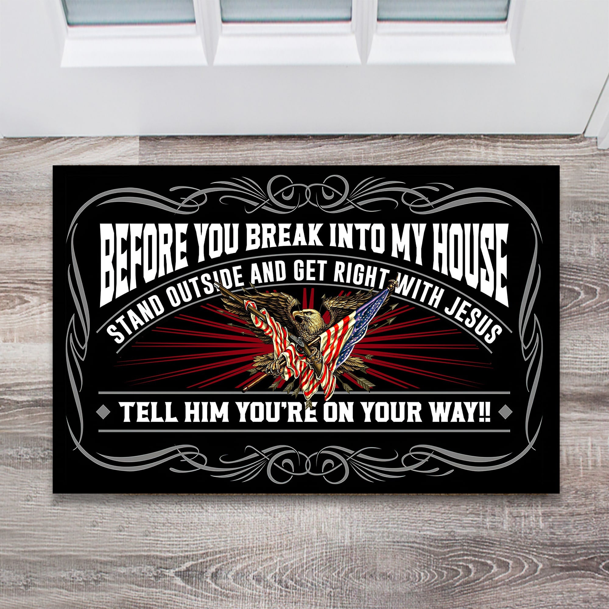 Before You Break Into My House US Veteran Doormat NPVC120501