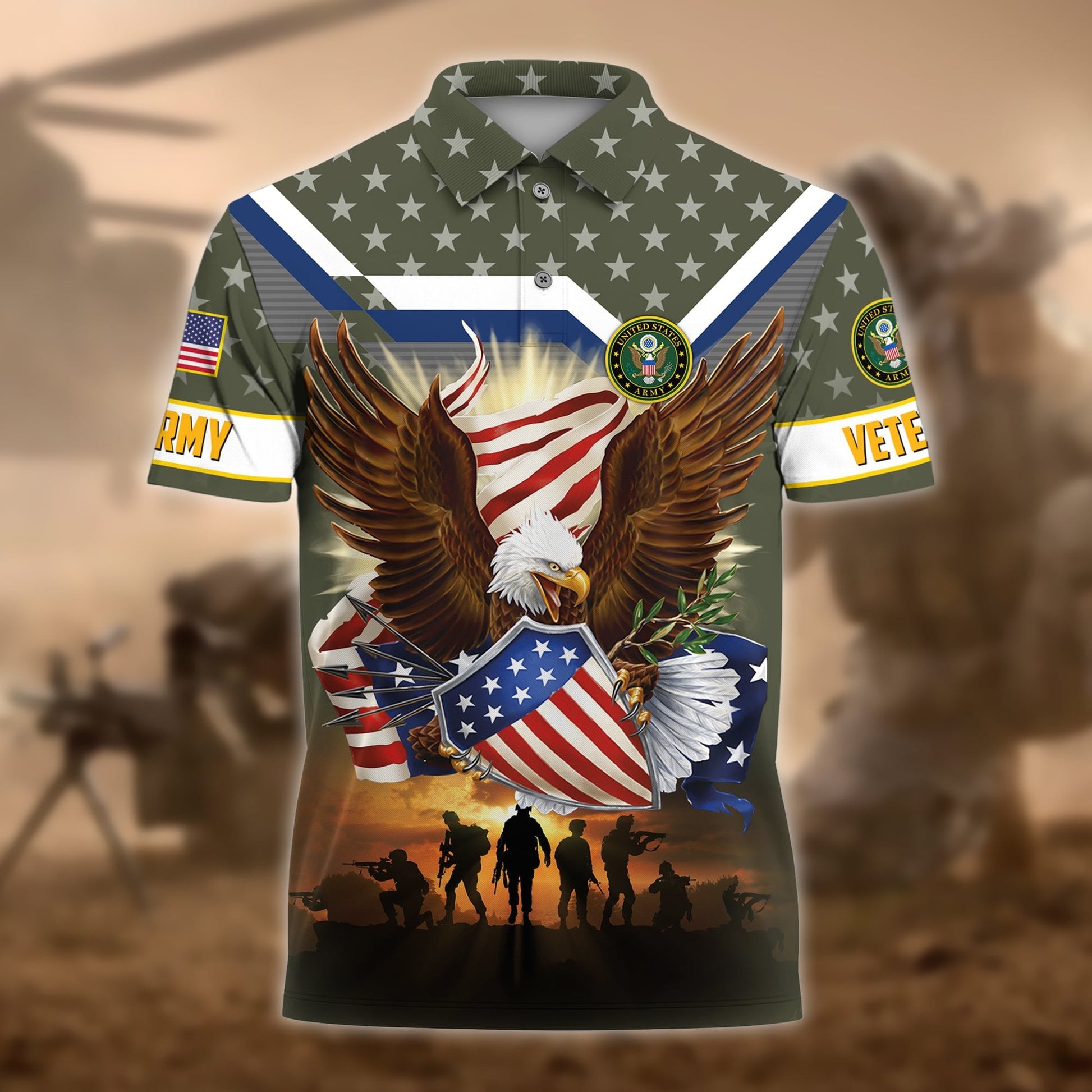 Premium Eagle US Veteran Polo And Hawaii Shirt NPVC201202